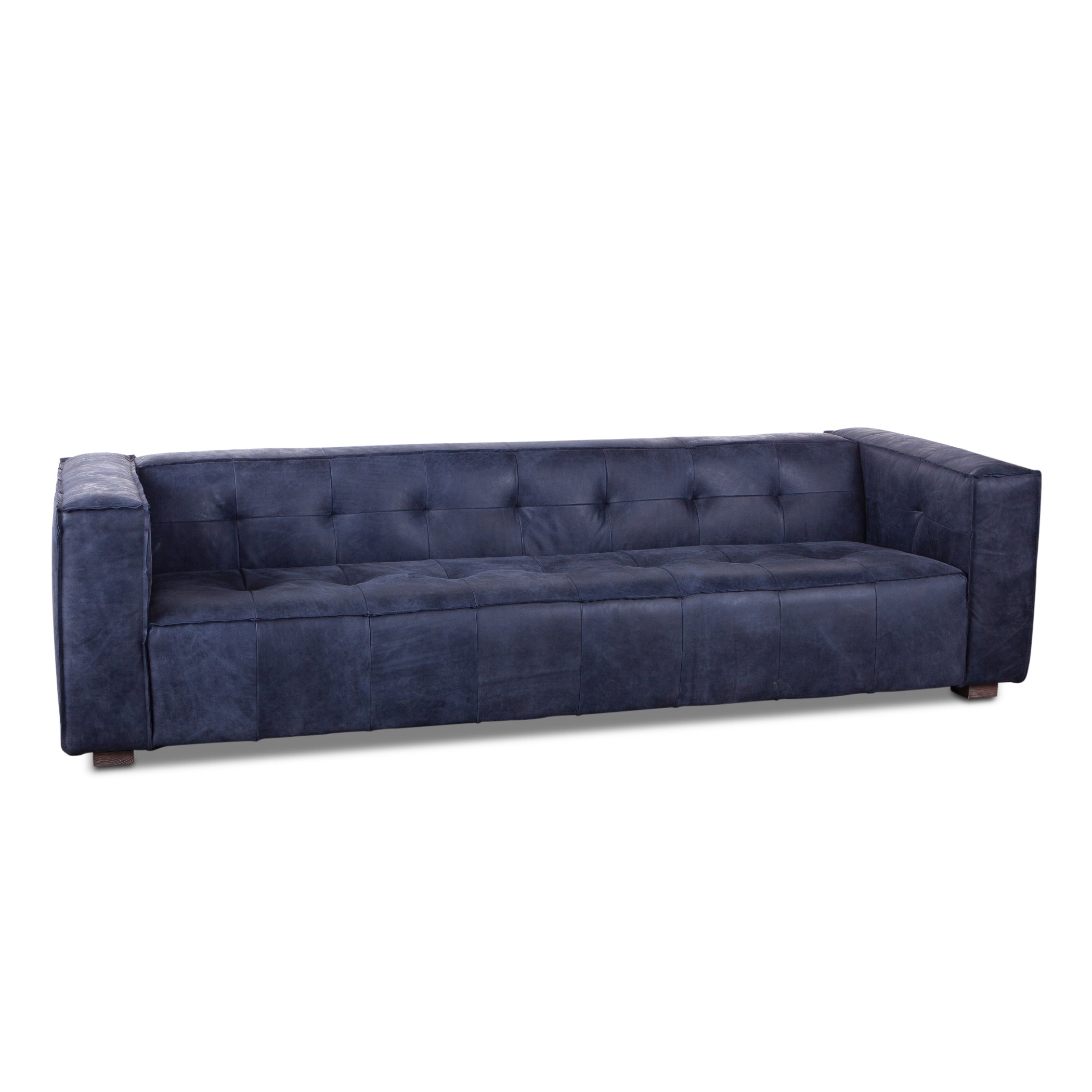 106" Italian Blue Leather Sofa