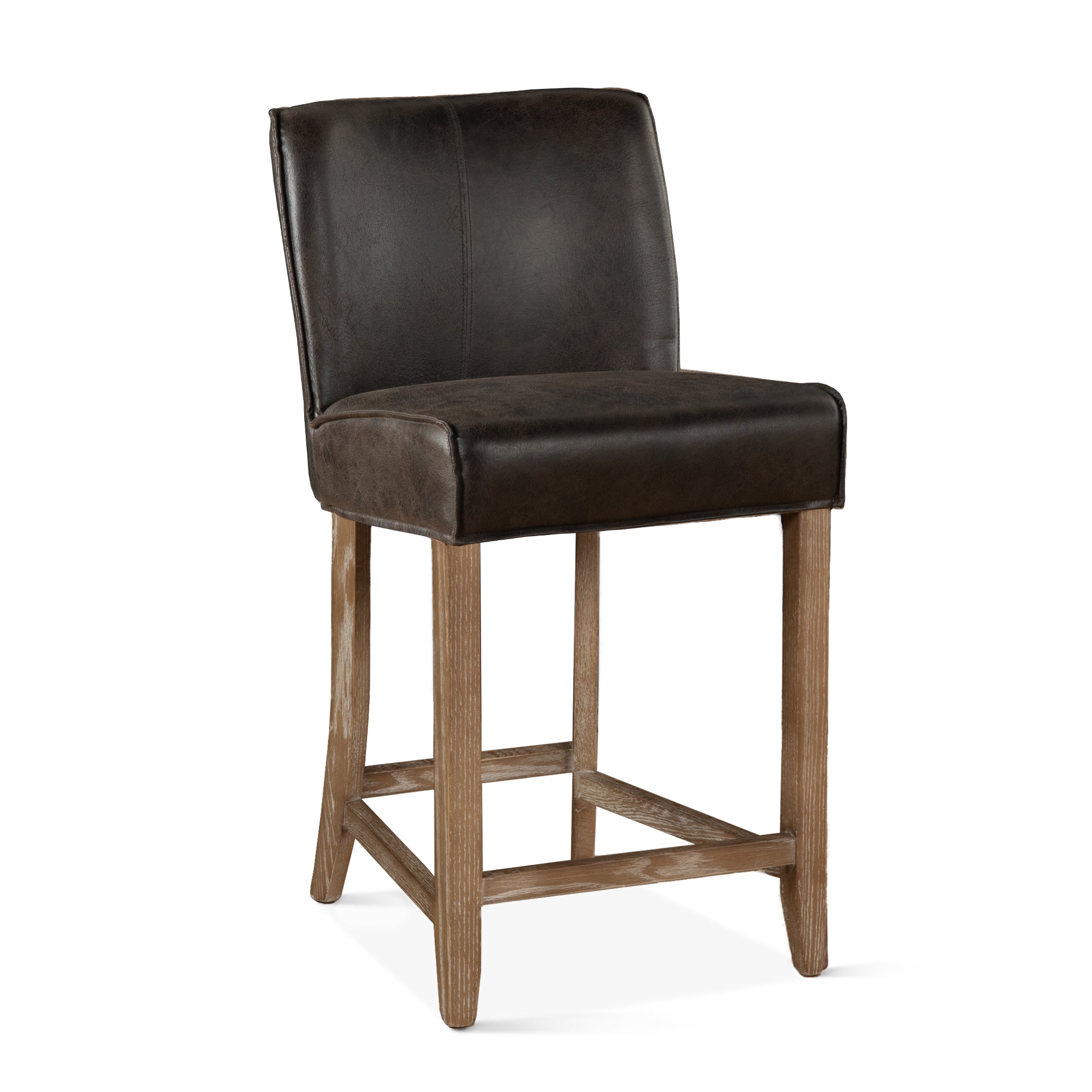20" Dark Brown Leather Counter Chair