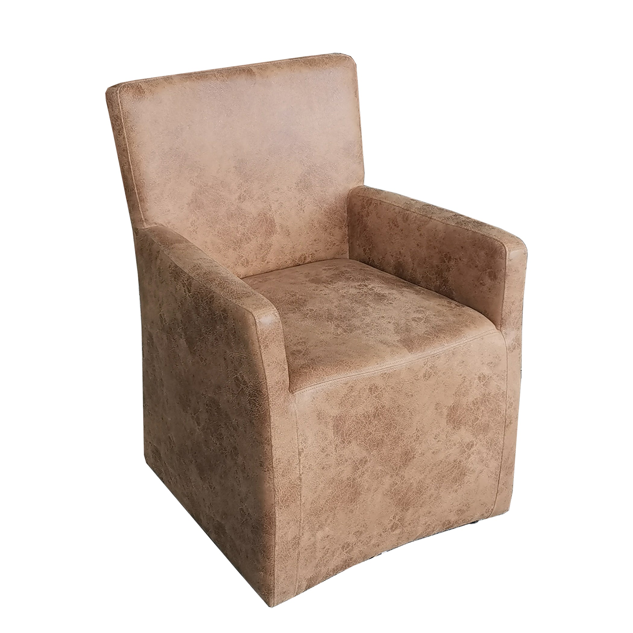 24" Tan Leather Wheeled Armchair