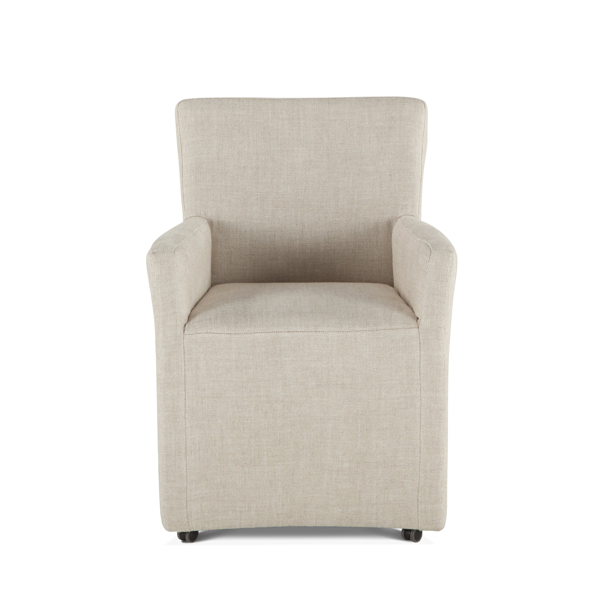 24" Beige Linen Wheeled Armchair