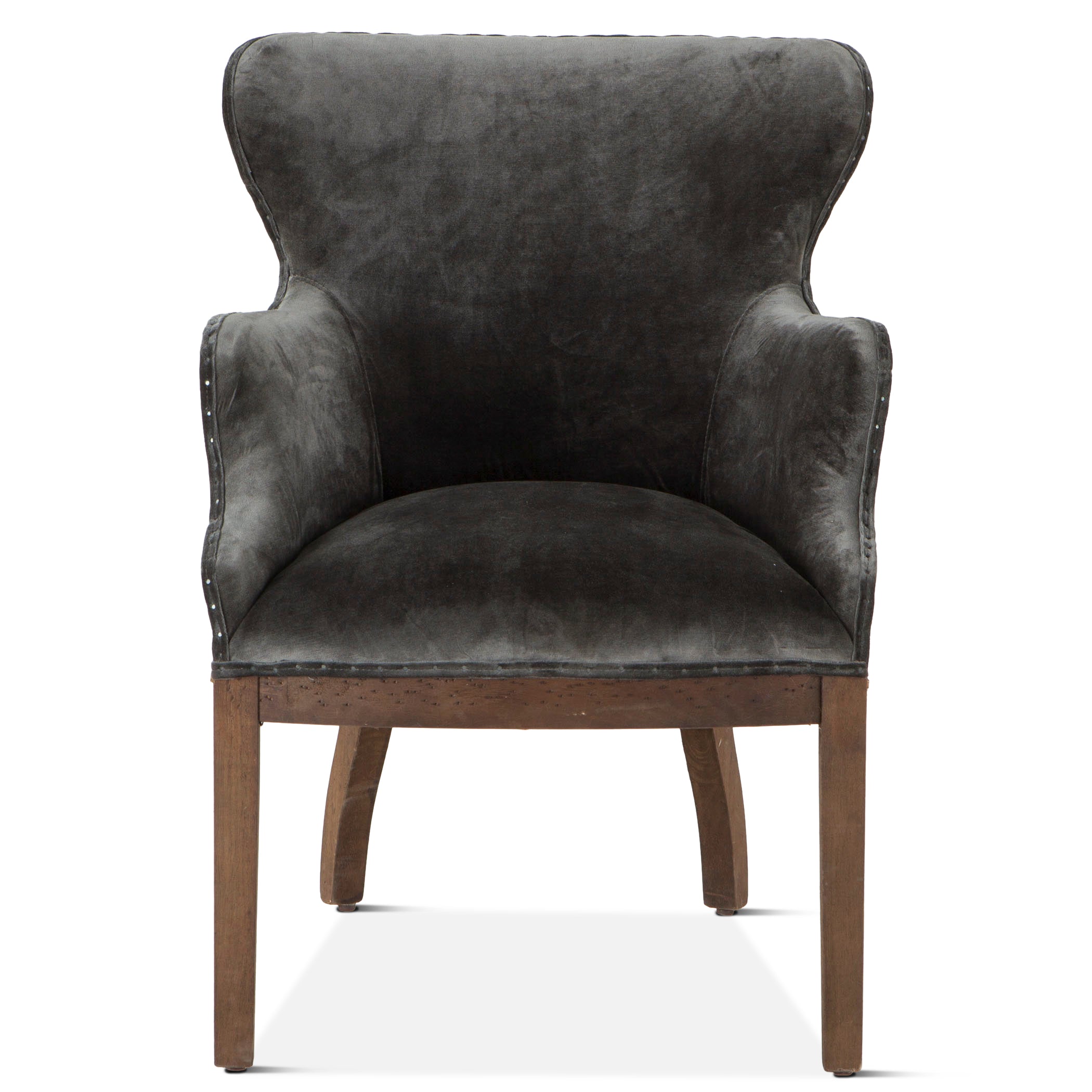 25" Gray Velvet Accent Armchair
