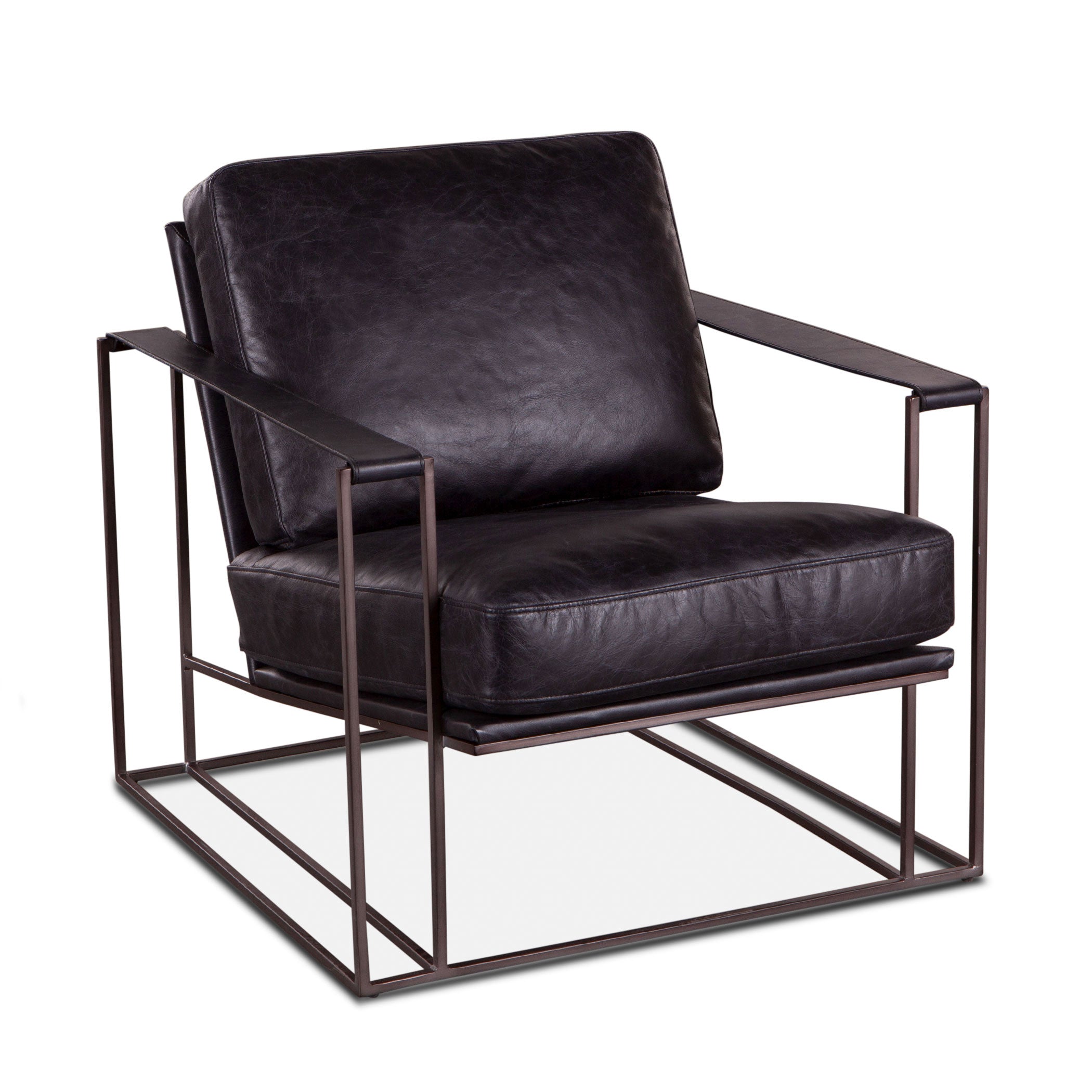 30" Ebony Black Leather Accent Chair