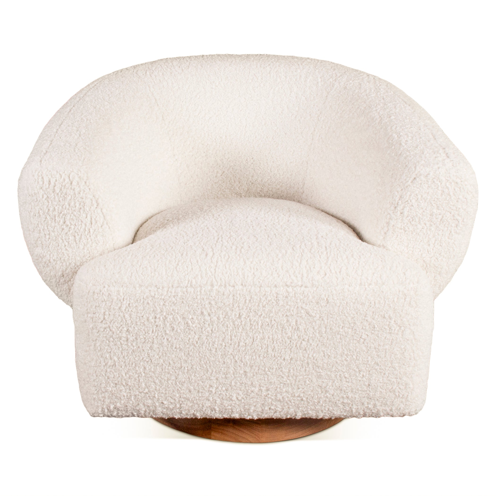 32" Cream Boucle Swivel Accent Chair