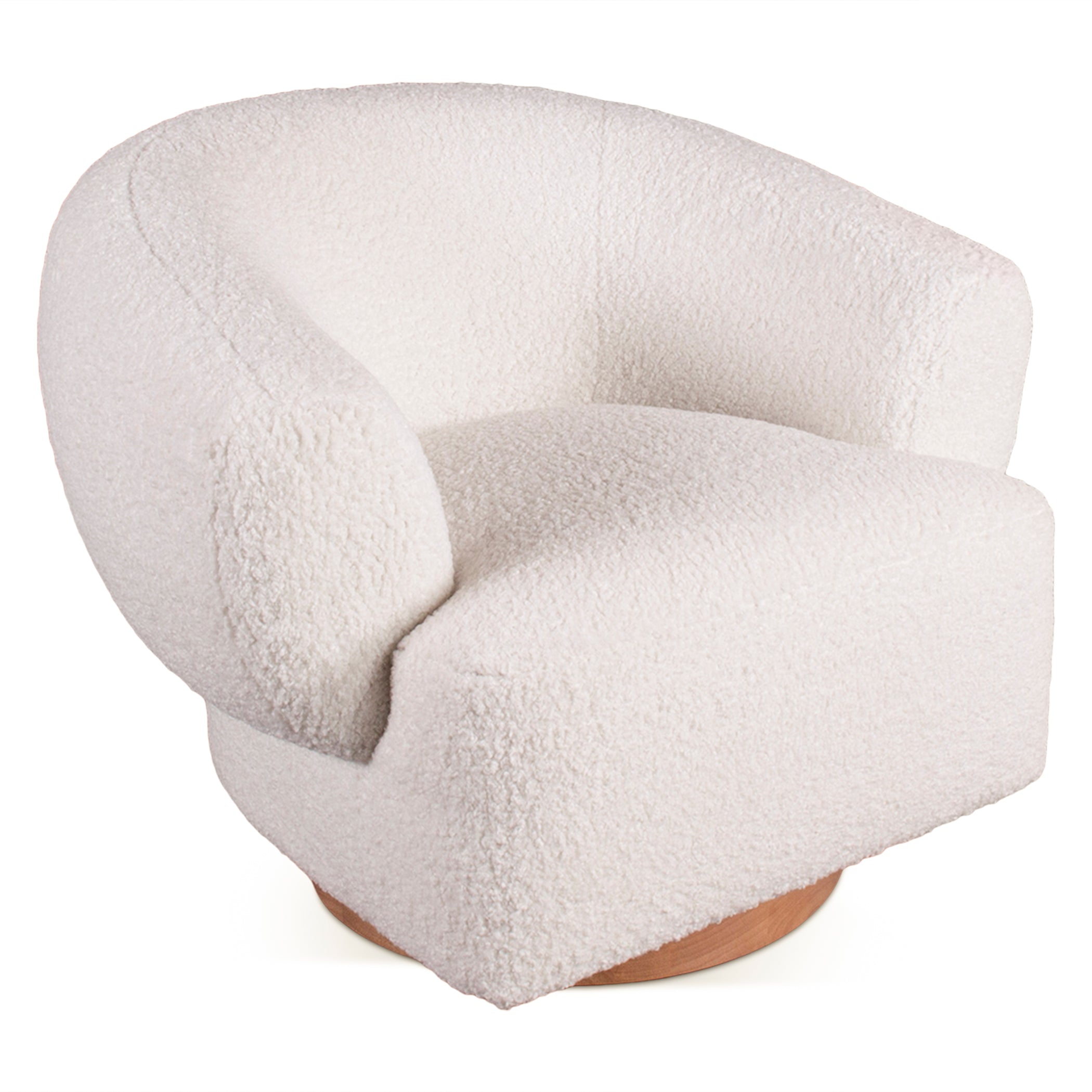 32" Cream Boucle Swivel Accent Chair