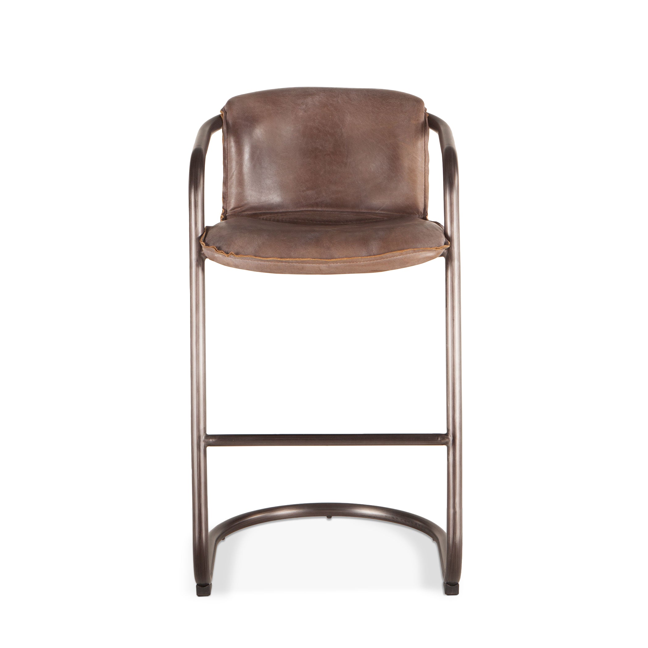 22" Jet Brown Leather Bar Chair
