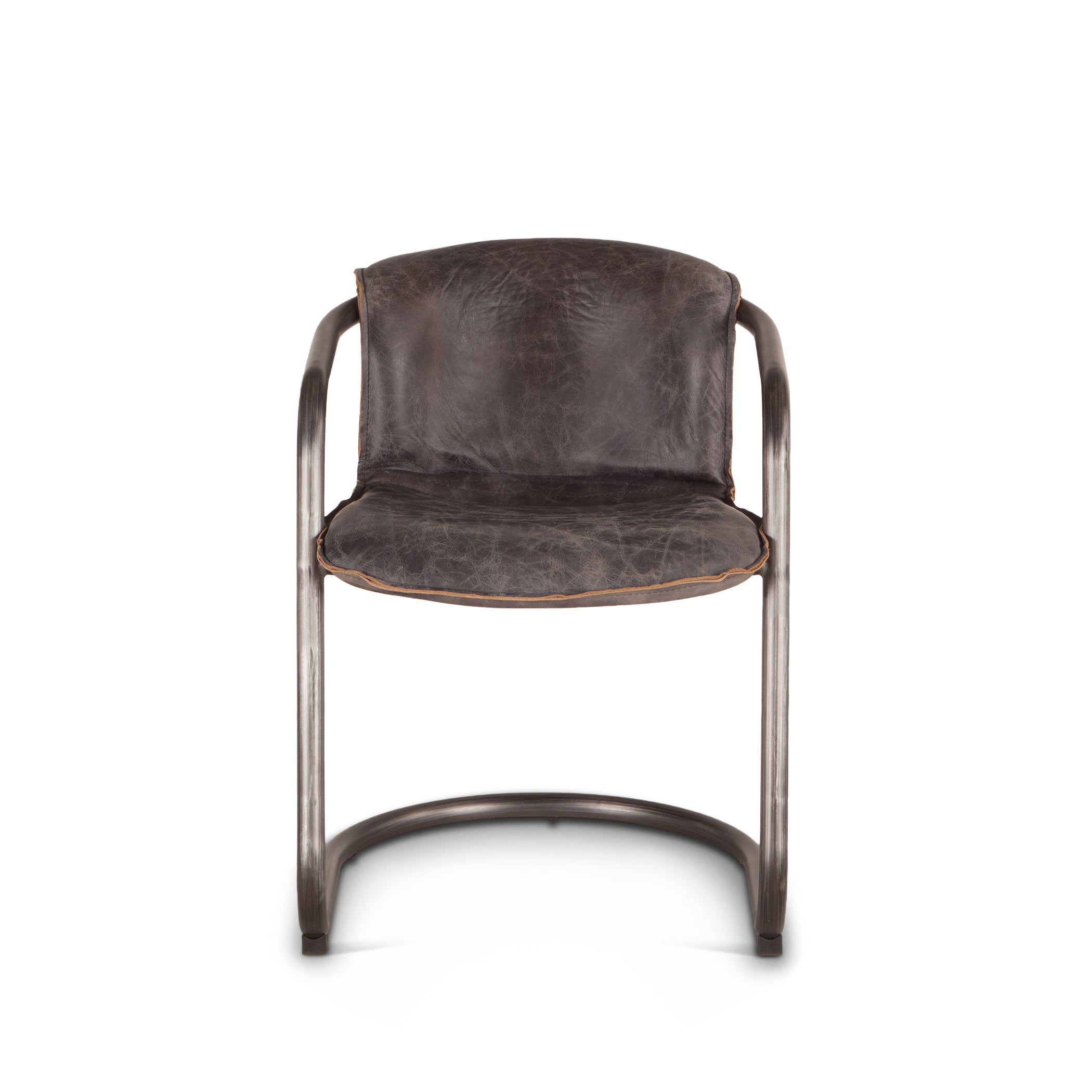 22" Antique Ebony Leather Dining Chair