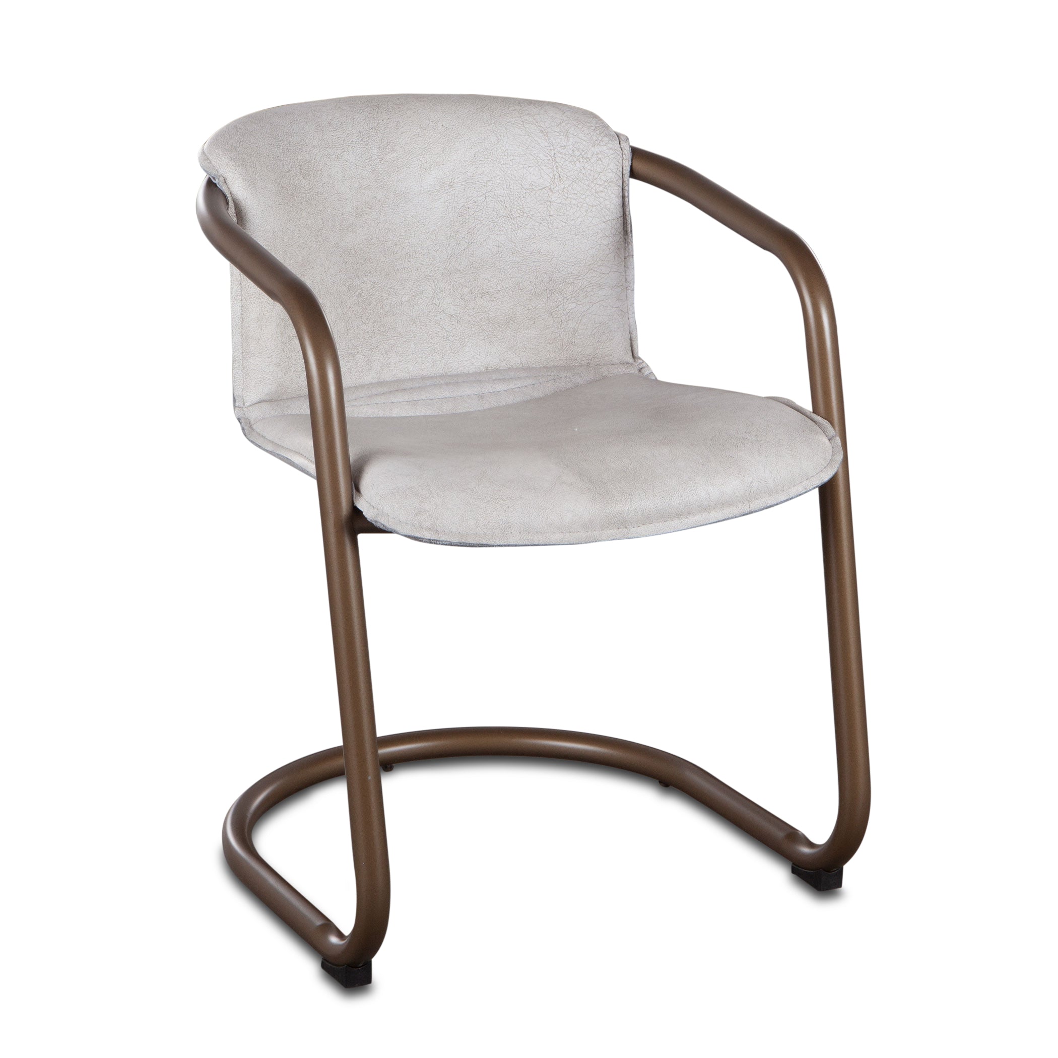 22" Vintage White Leather Dining Chair