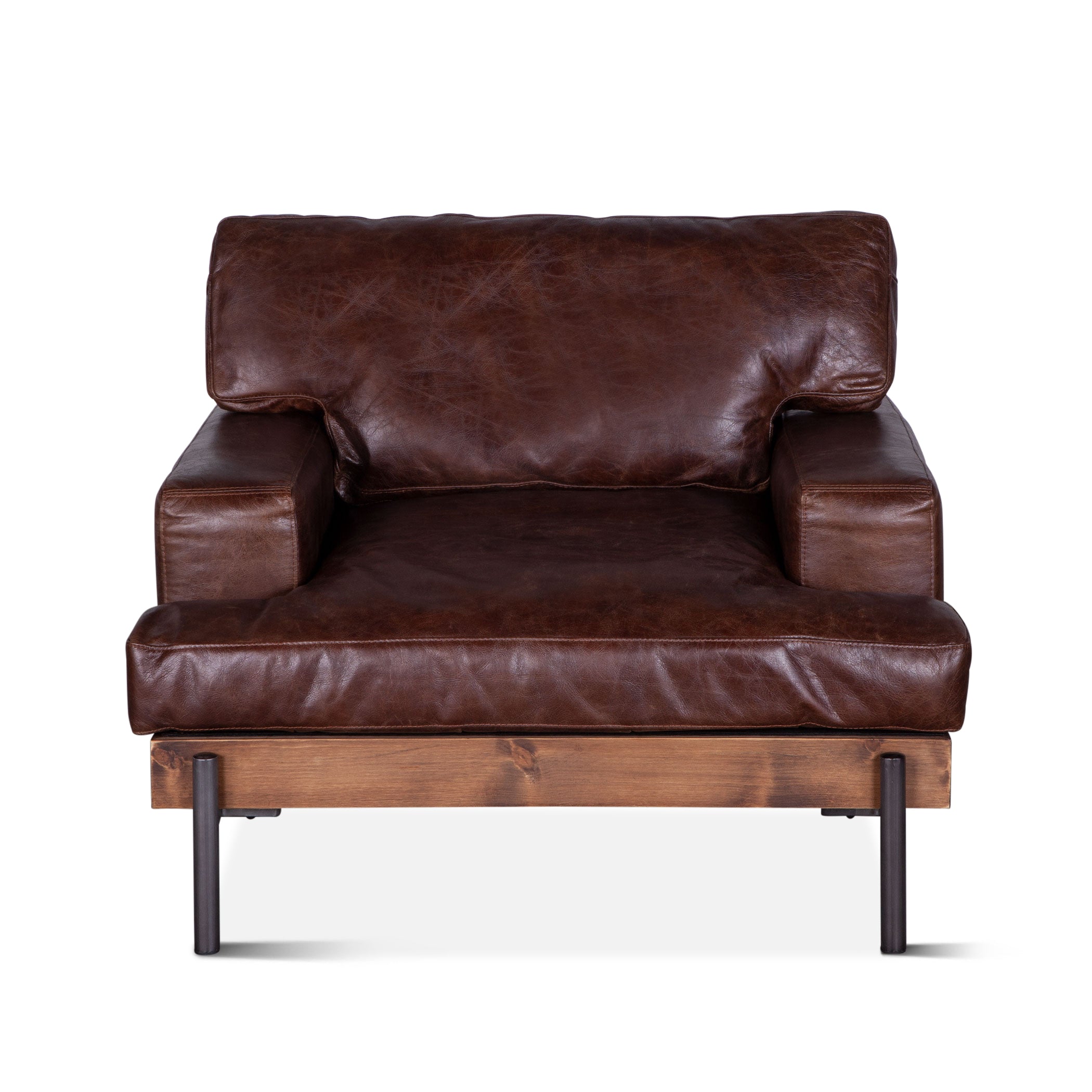 41" Geisha Brown Leather Accent Chair