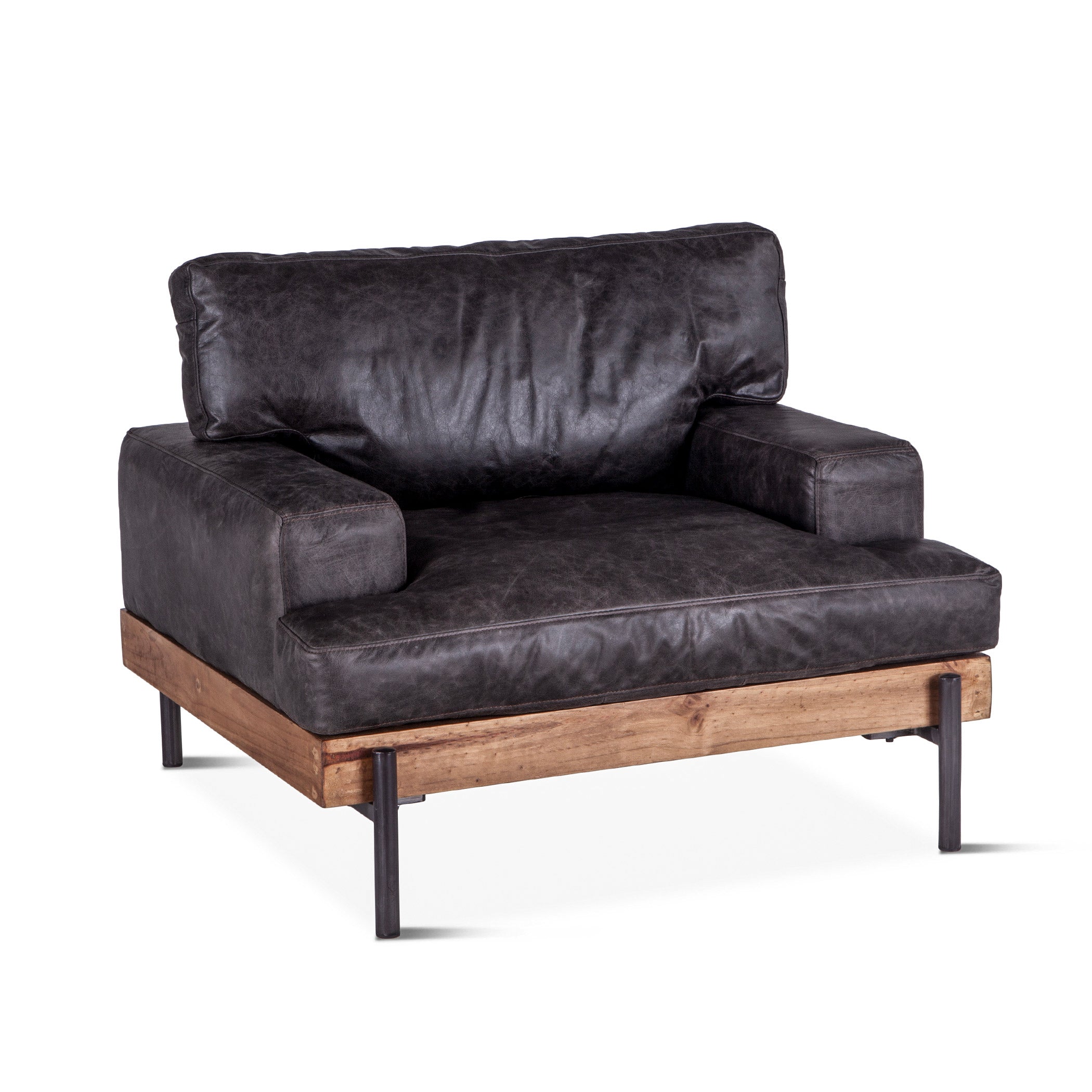 41" Morocco Black Leather Accent Chair