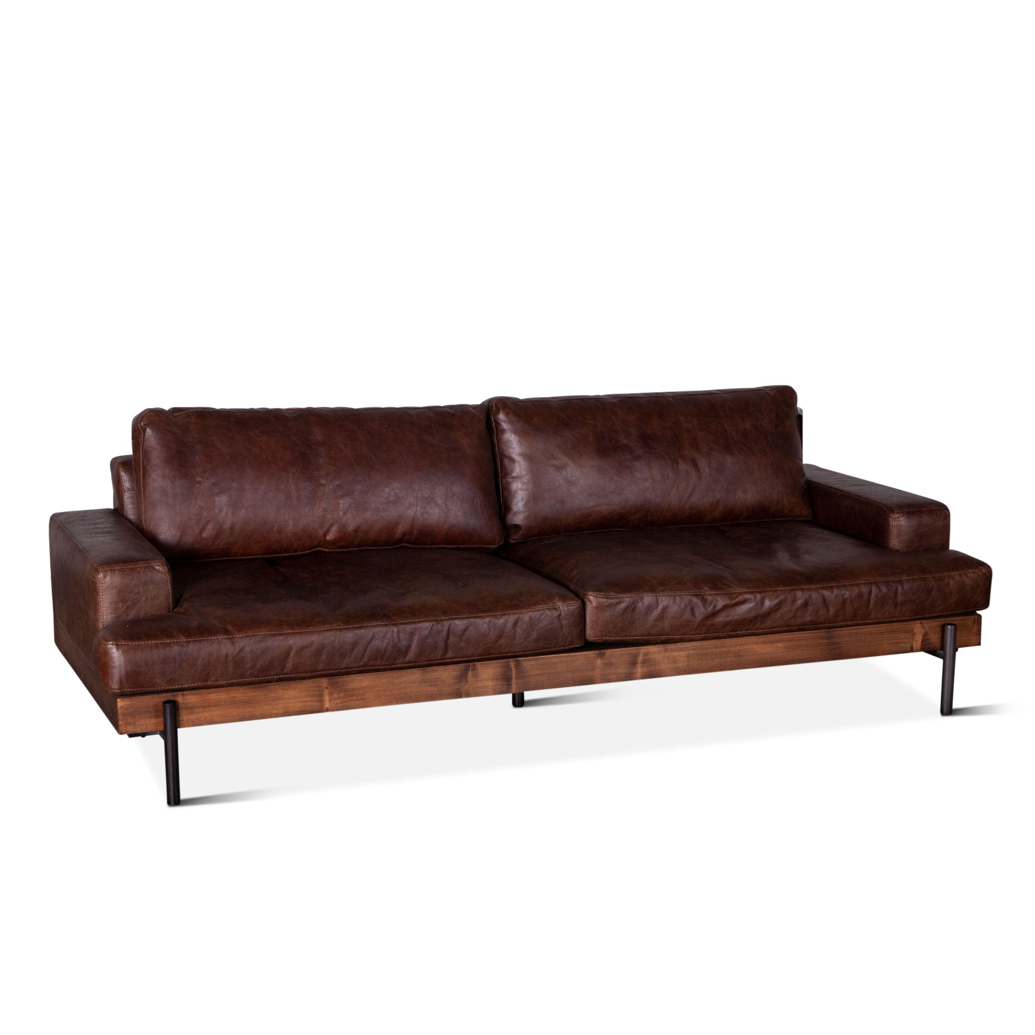 94" Geisha Brown Leather Sofa