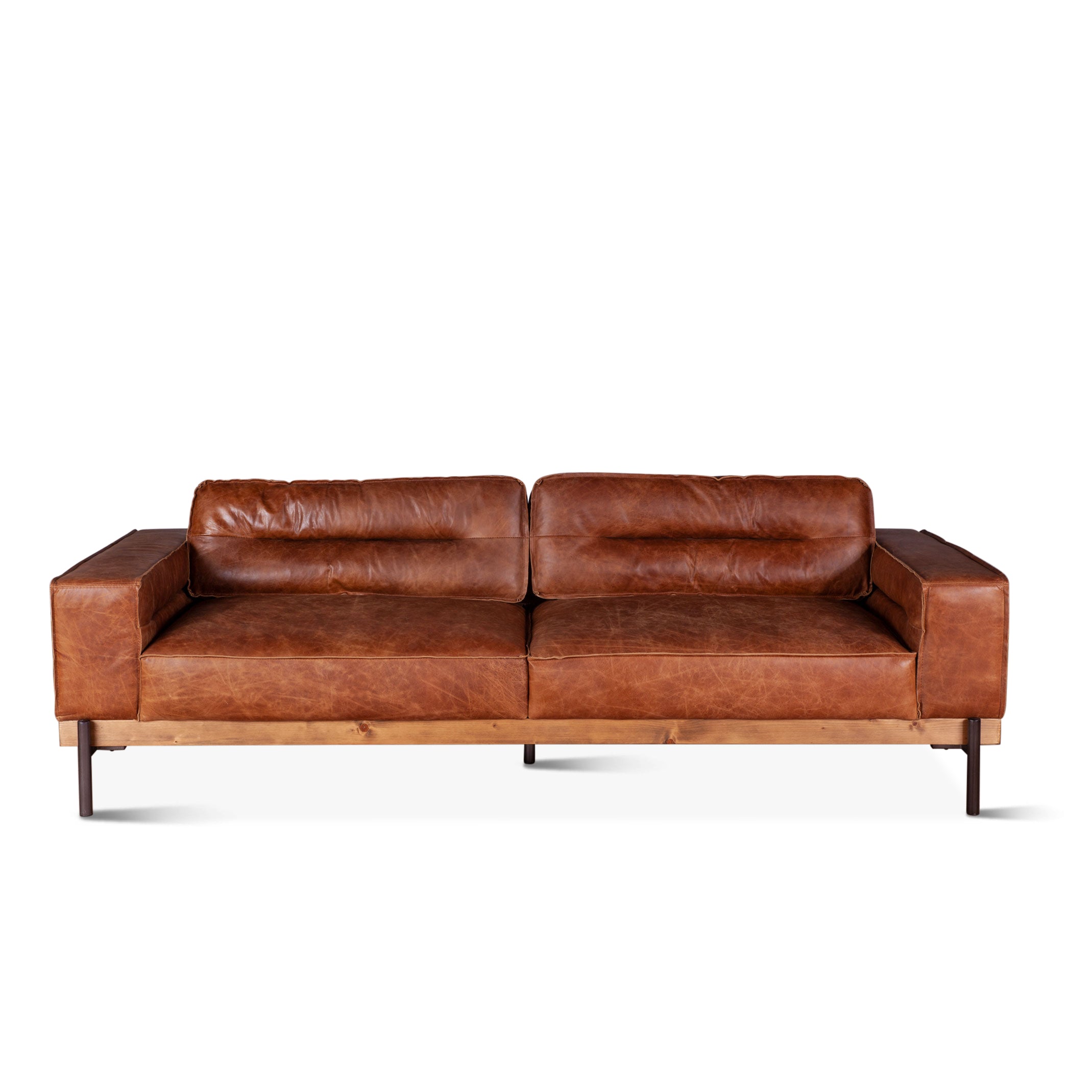 95" Cocoa Brown Leather Sofa
