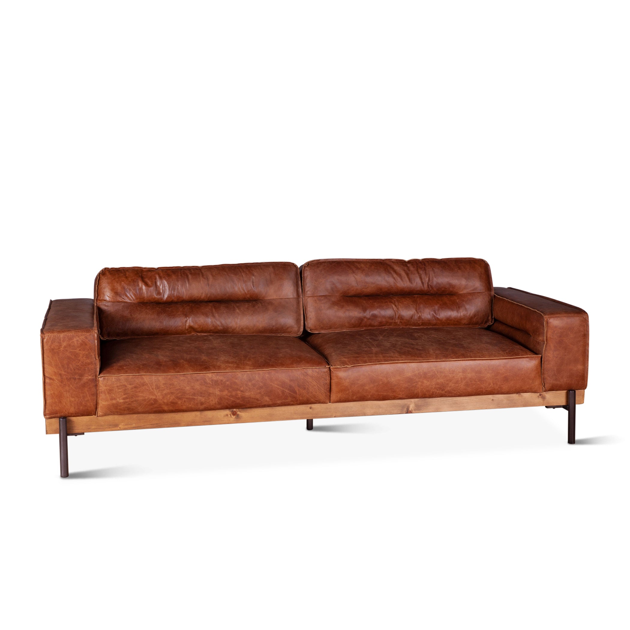 95" Cocoa Brown Leather Sofa