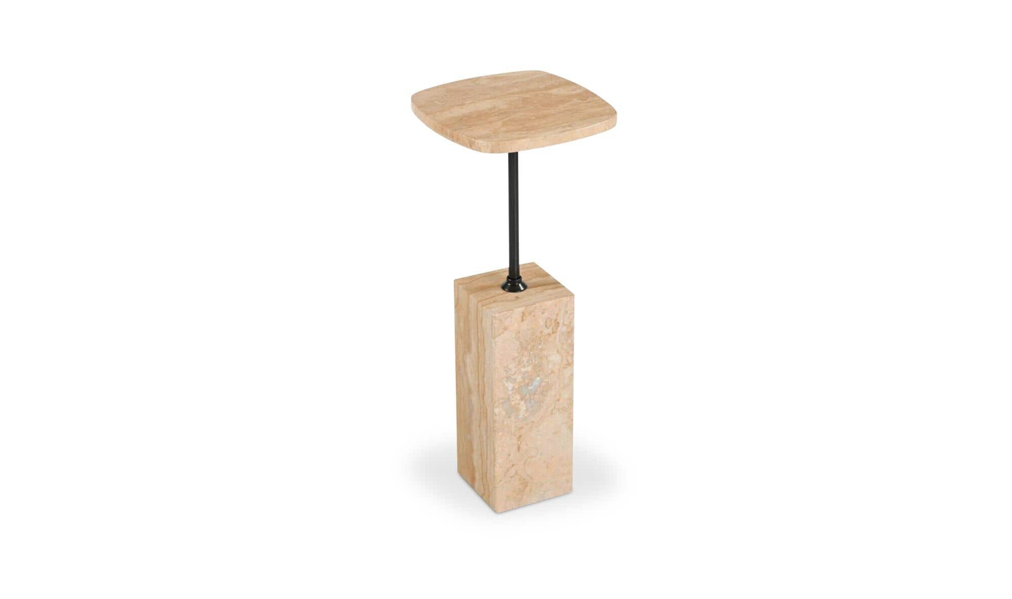 9" Travertine Side Table