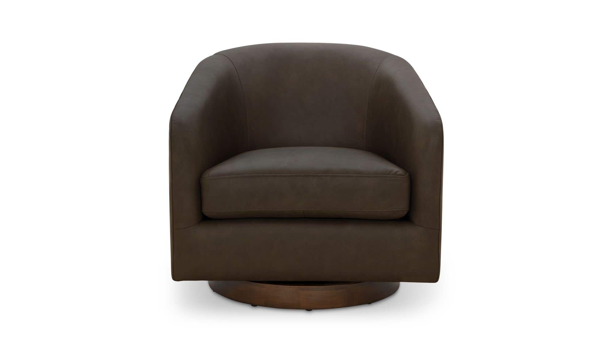 31.1" Taupe Leather Swivel Accent Chair