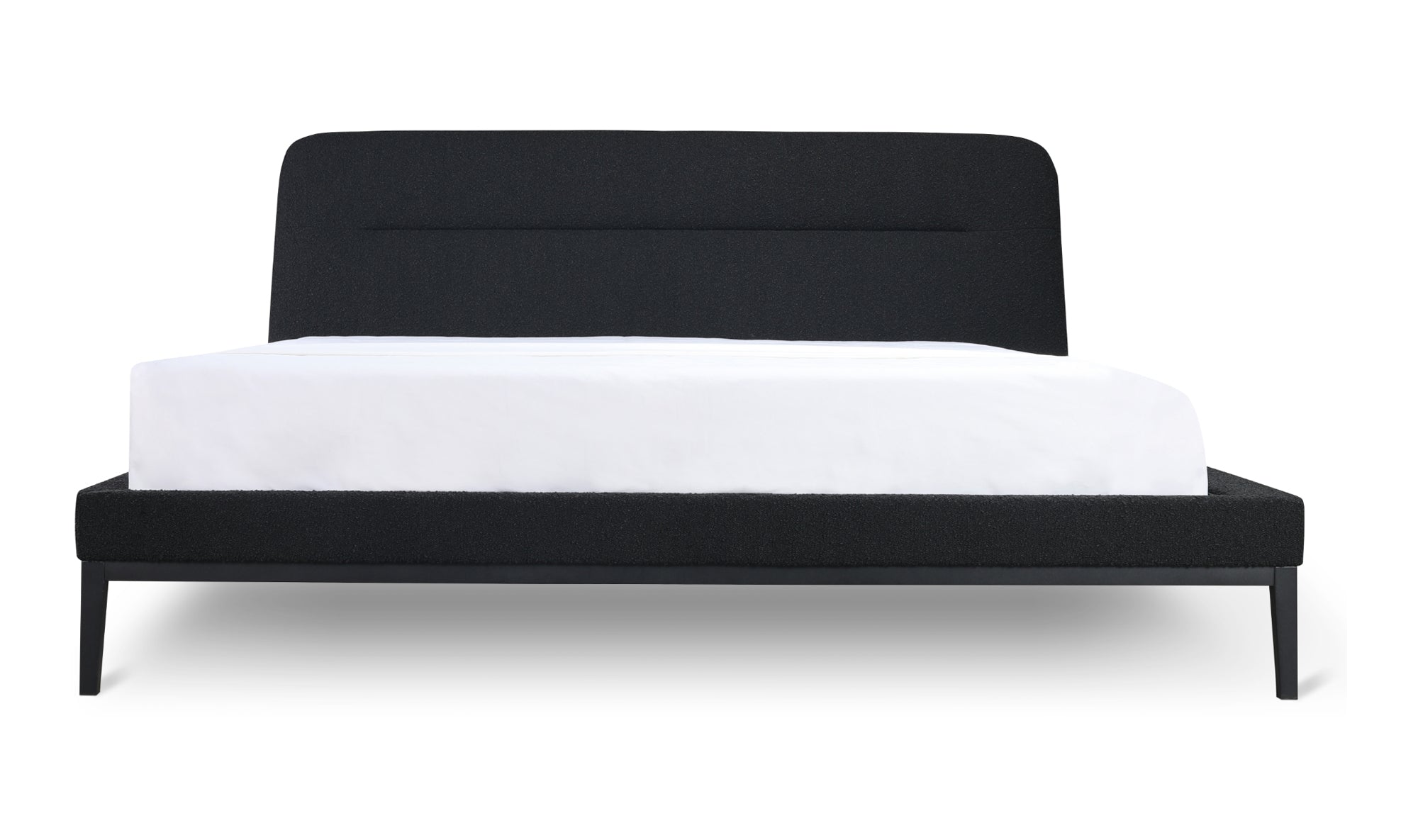 NYX UPHOLSTERED KING SIZE PLATFORM BED BLACK BOUCLE