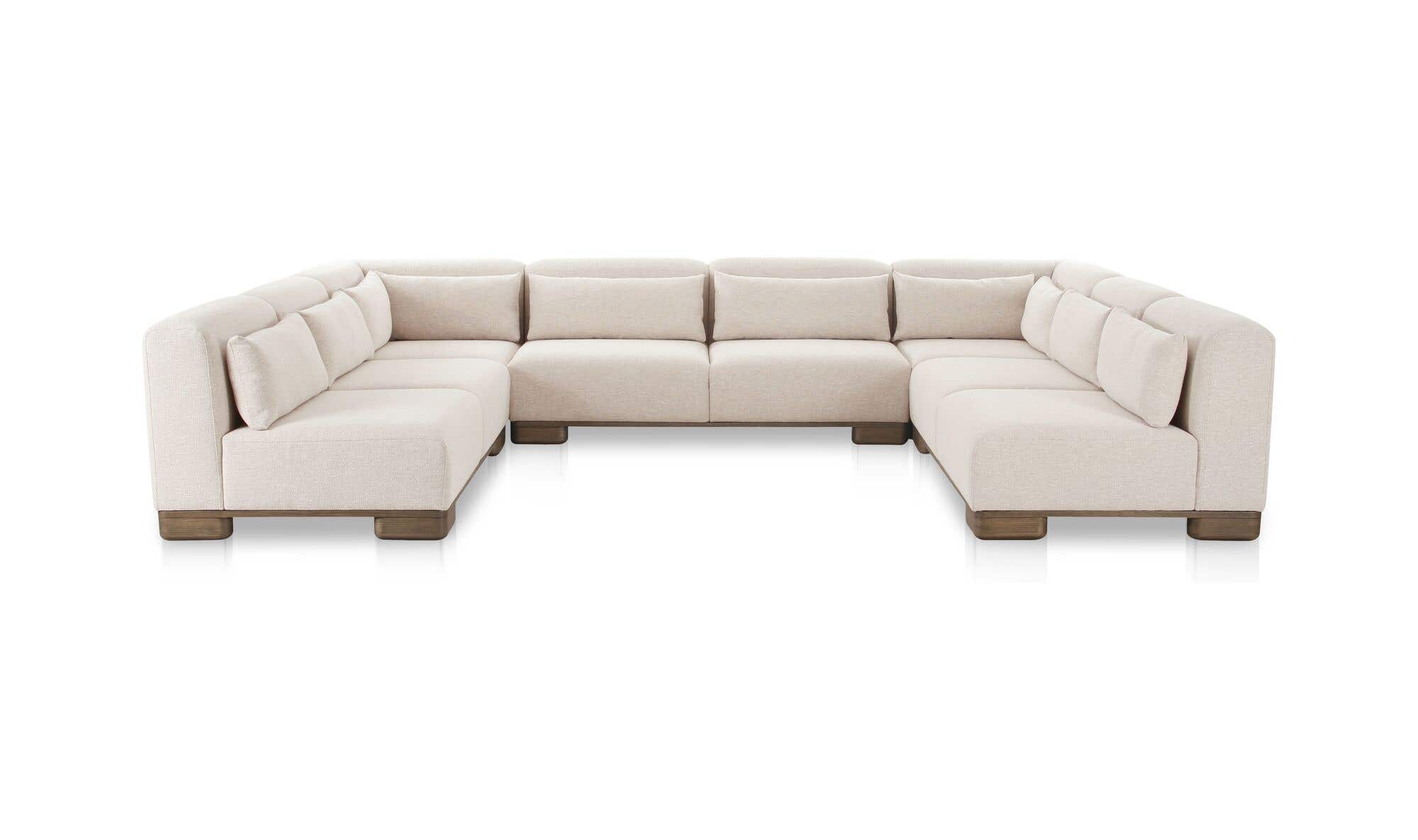150" Oatmeal Upholstered Modular Sectional