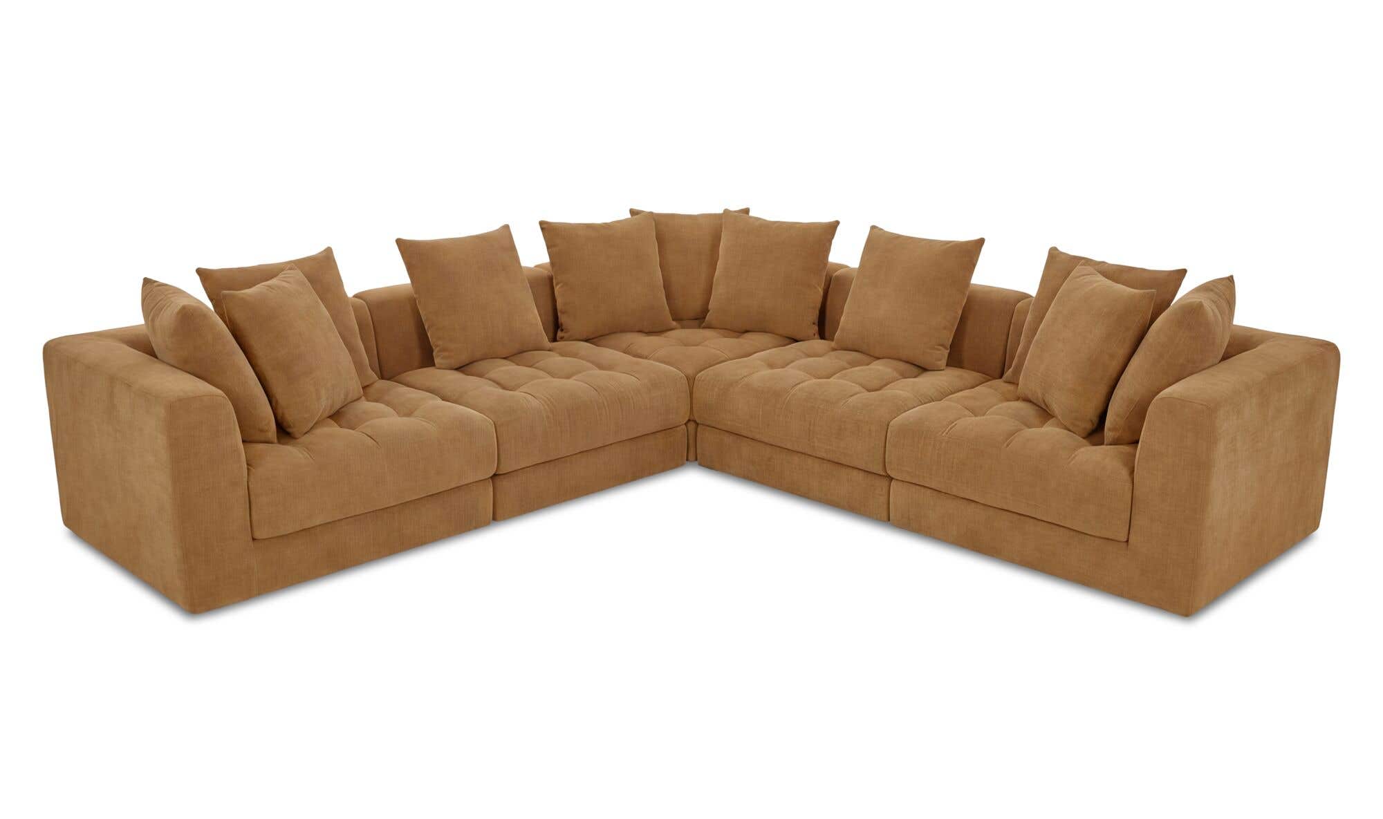 234.5" Golden Yellow Upholstered L-Shaped Modular Sectional
