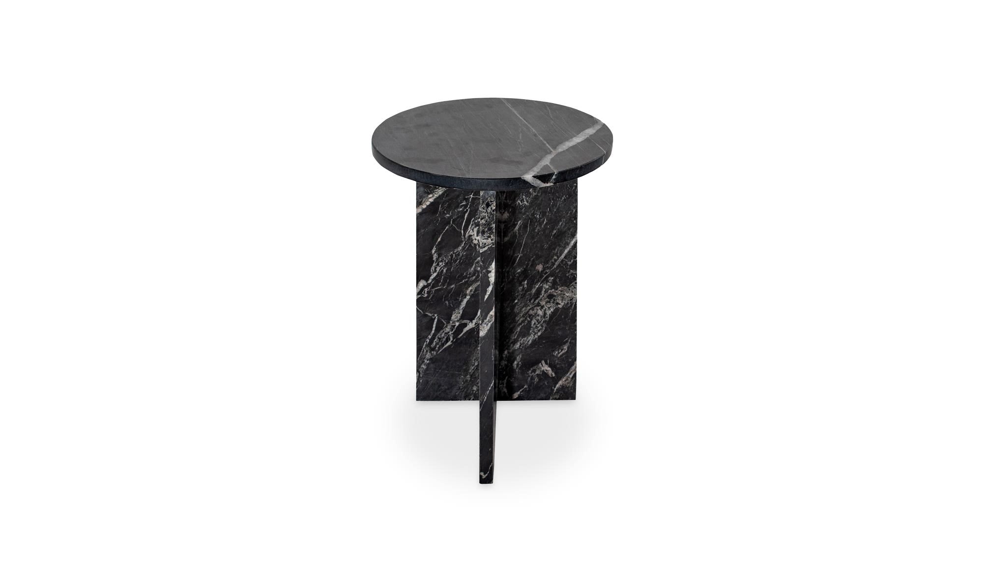 14" Black Marble Side Table