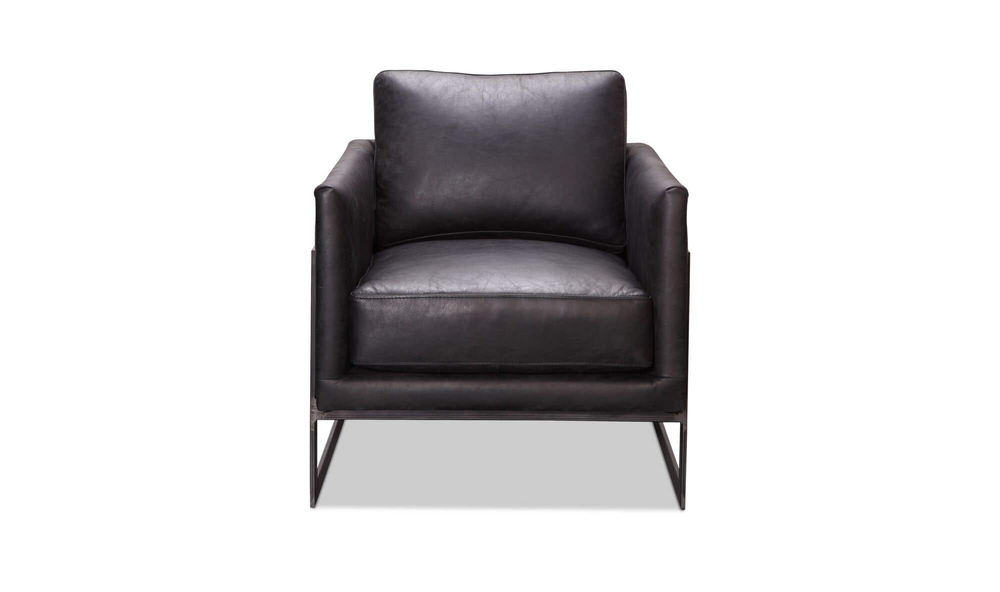 27" Black Leather Club Chair