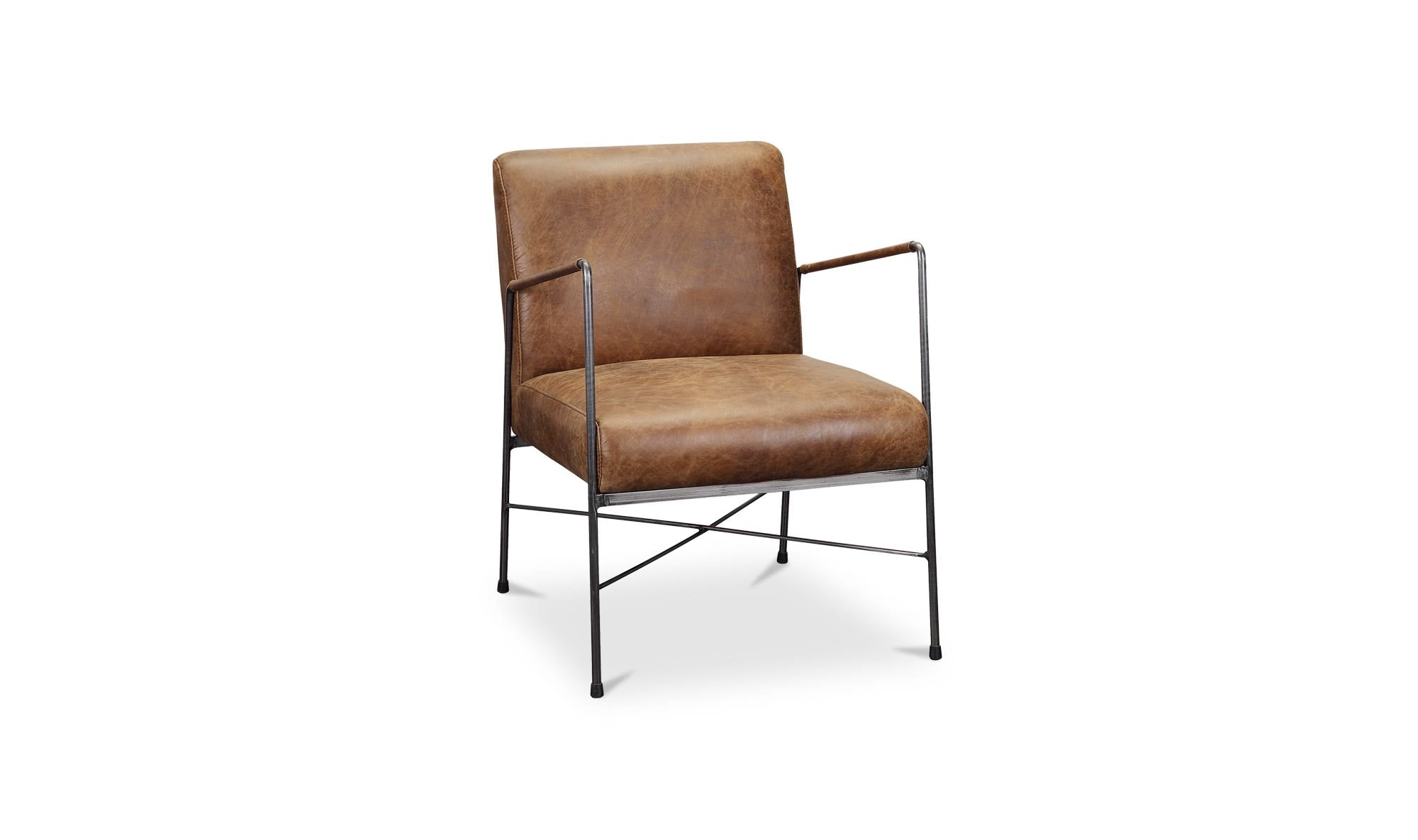 22" Brown Leather Accent Chair