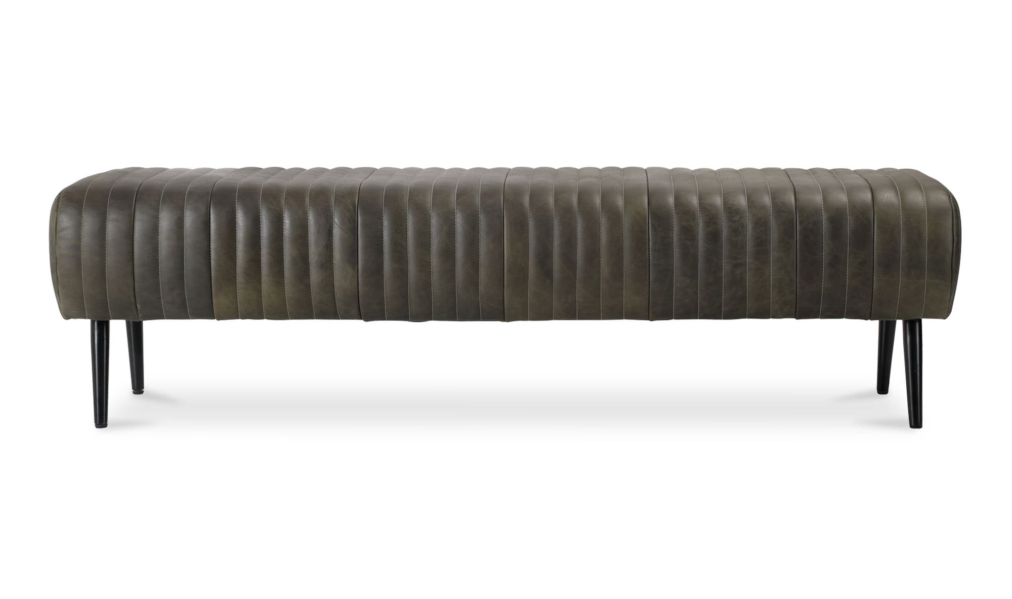 59" Charred Olive Leather Bench