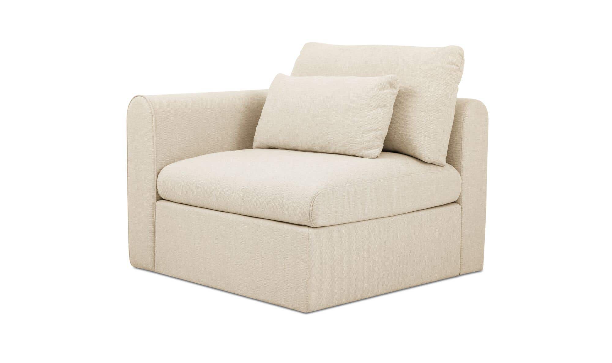 40.16" Light Beige Upholstered Left Arm Facing Chair