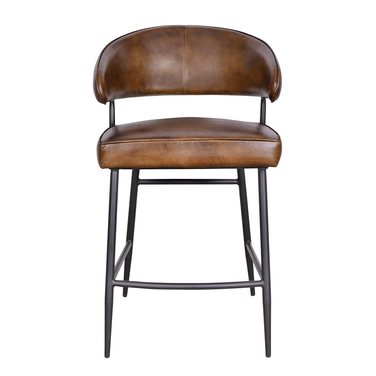 22" Hand Washed Chestnut Leather Counter Chair