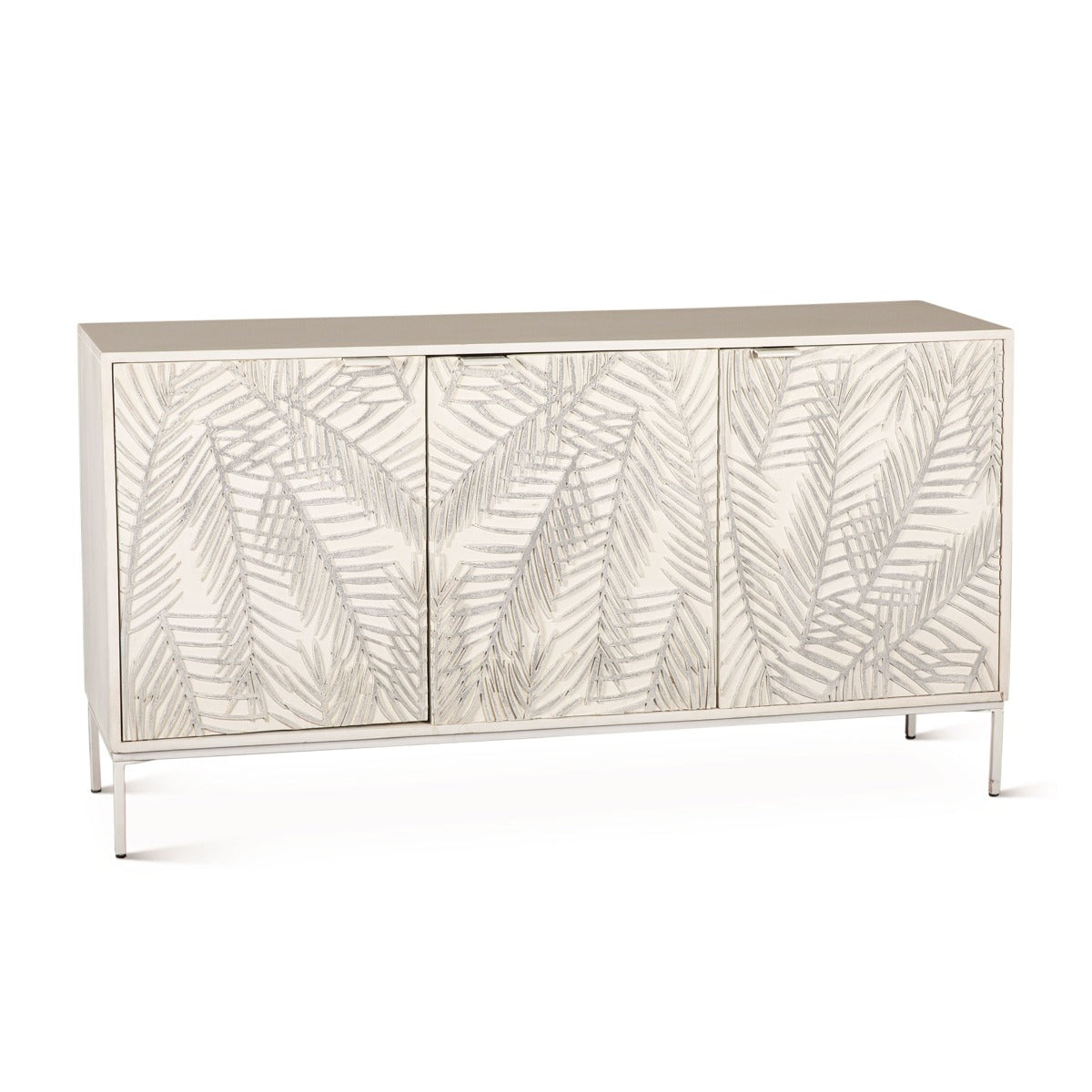 57" Coastal White Mango Wood Sideboard