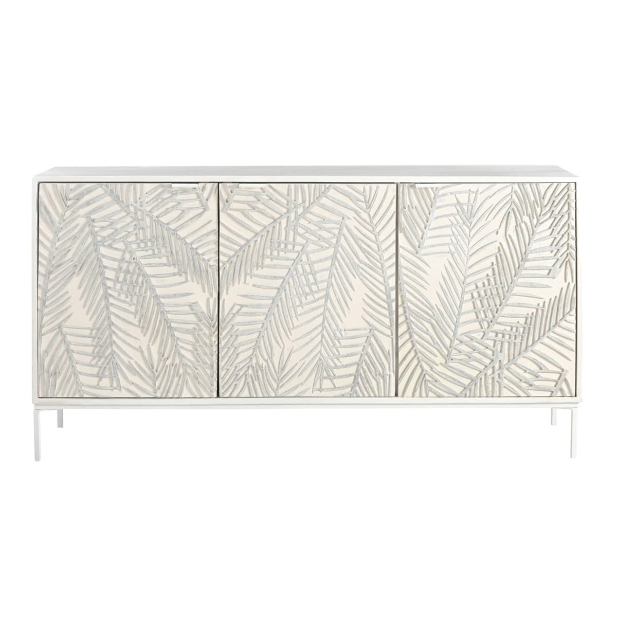 57" Coastal White Mango Wood Sideboard