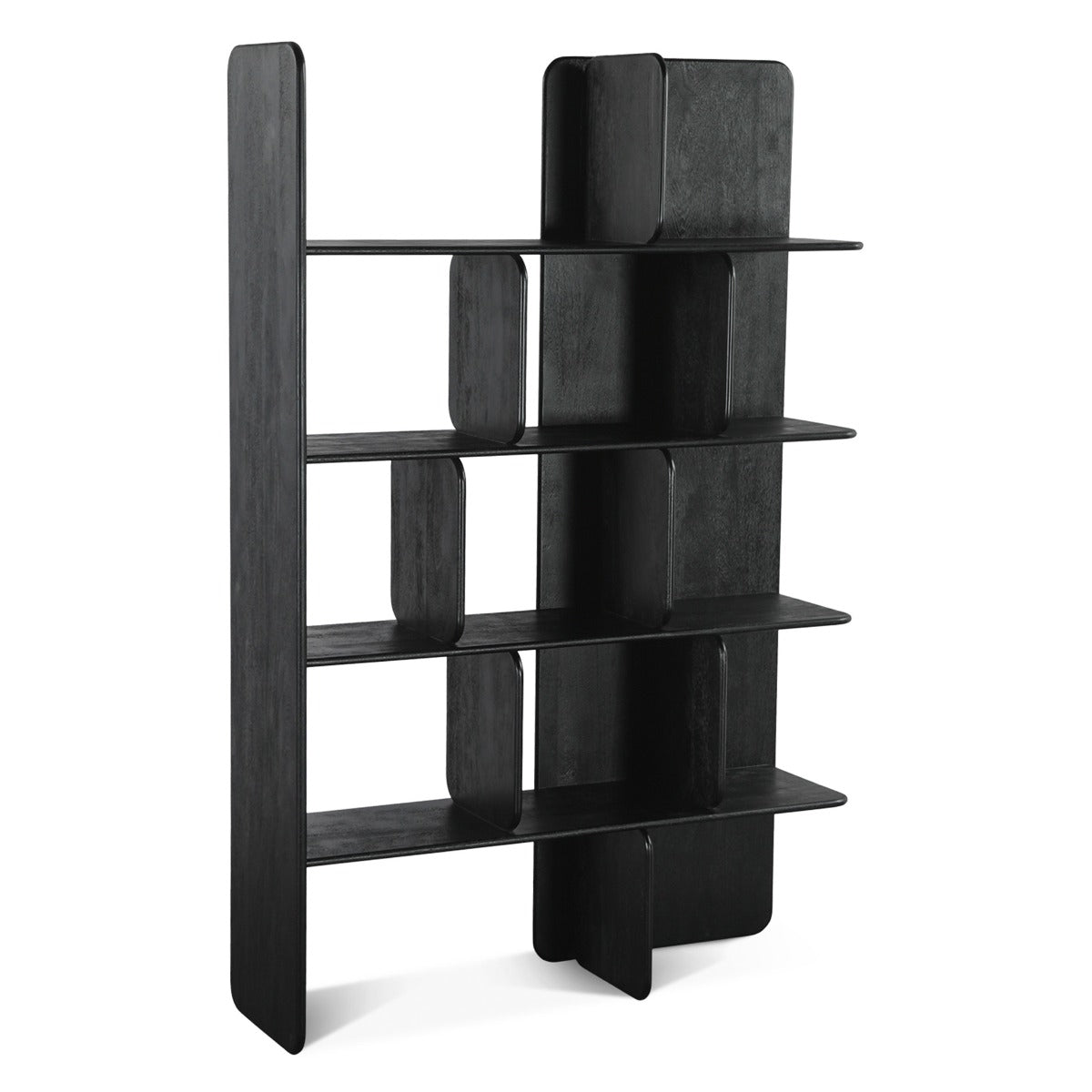 47" Black Mango Wood Bookshelf