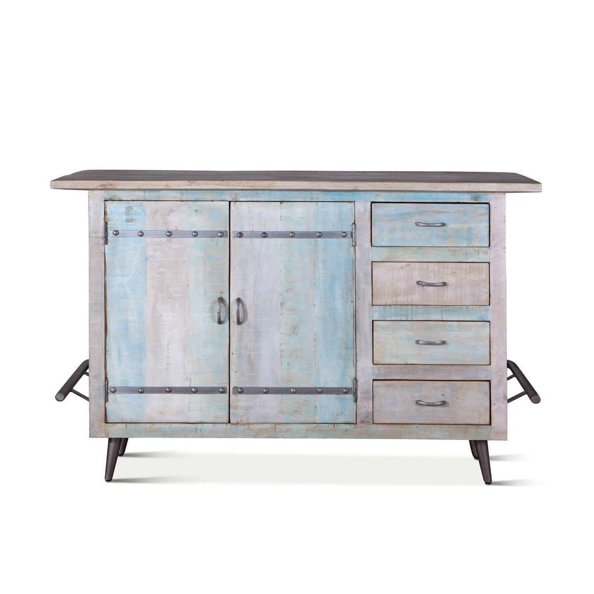 62" Vintage Teal Reclaimed Wood Bar