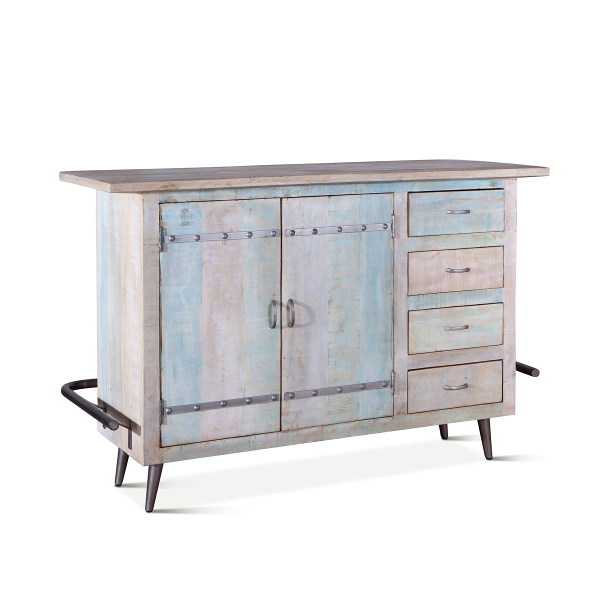 62" Vintage Teal Reclaimed Wood Bar