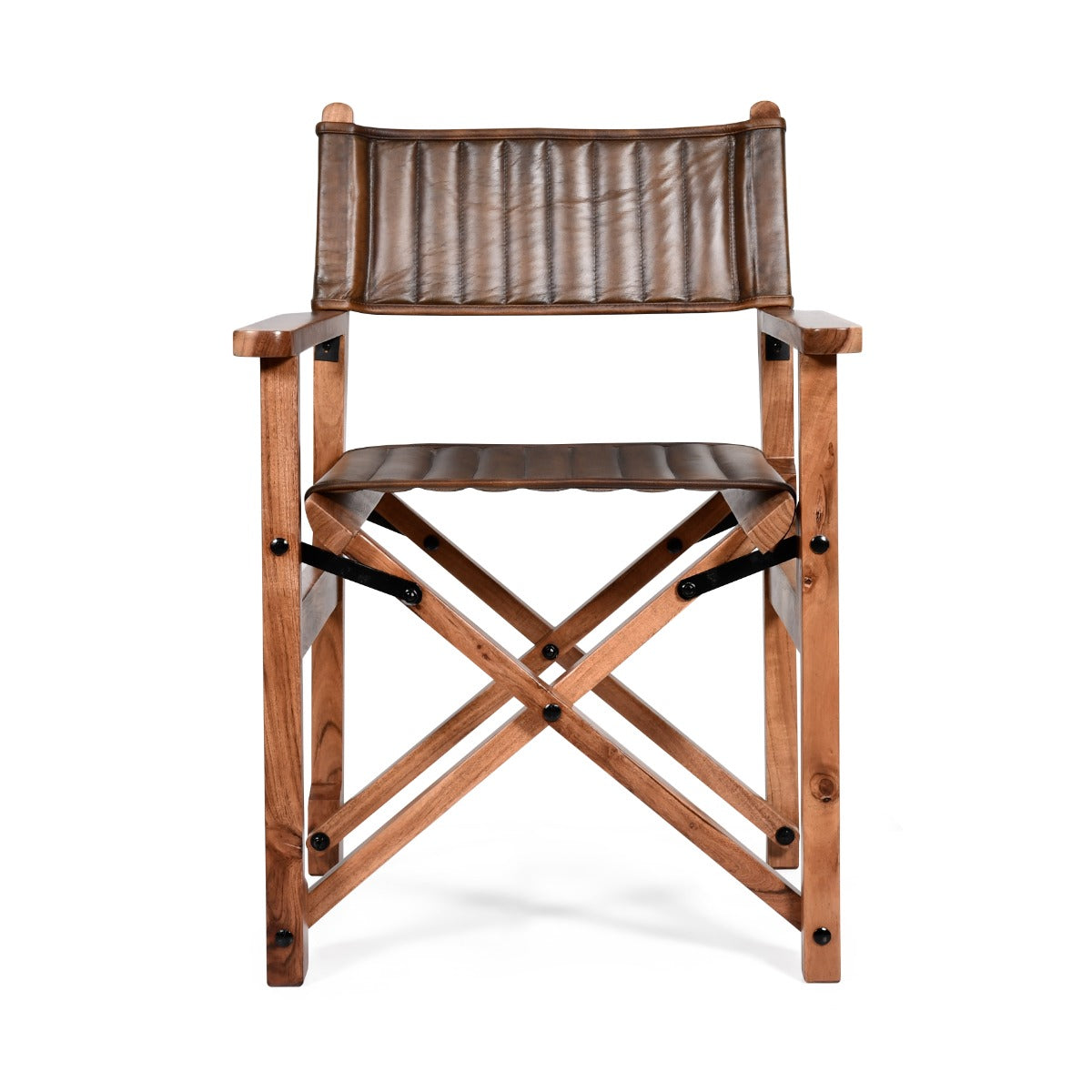 23" Folding Dining Chair in Antique Whiskey Leather