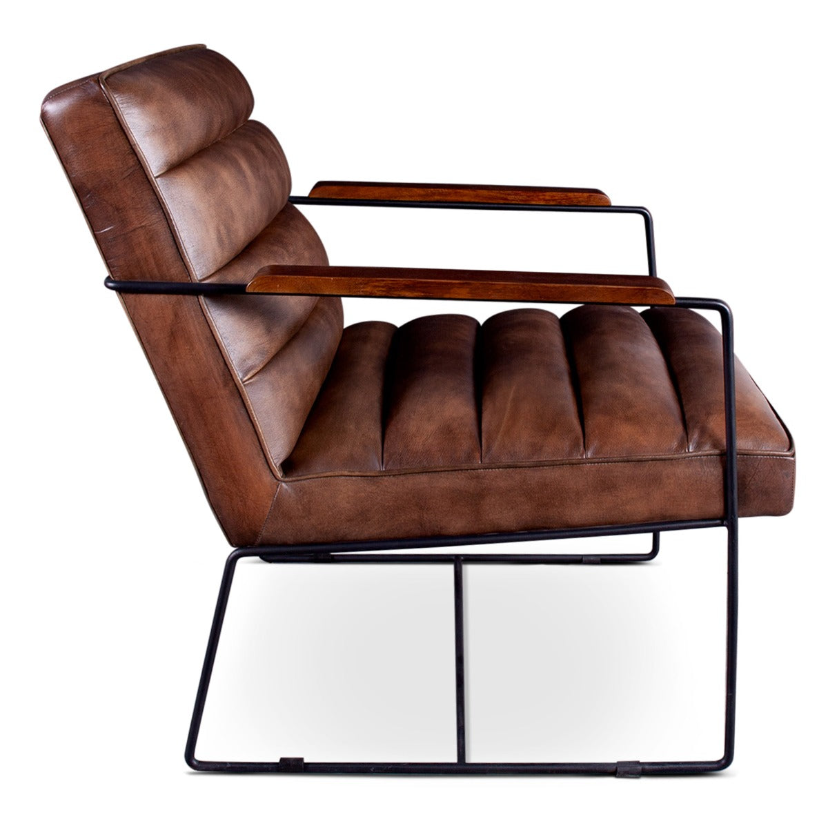 26" Antique Whiskey Leather Accent Chair