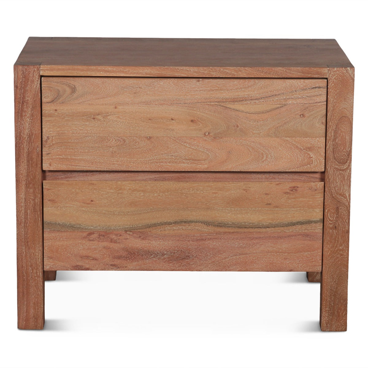 18" Brushed Acacia Wood Nightstand