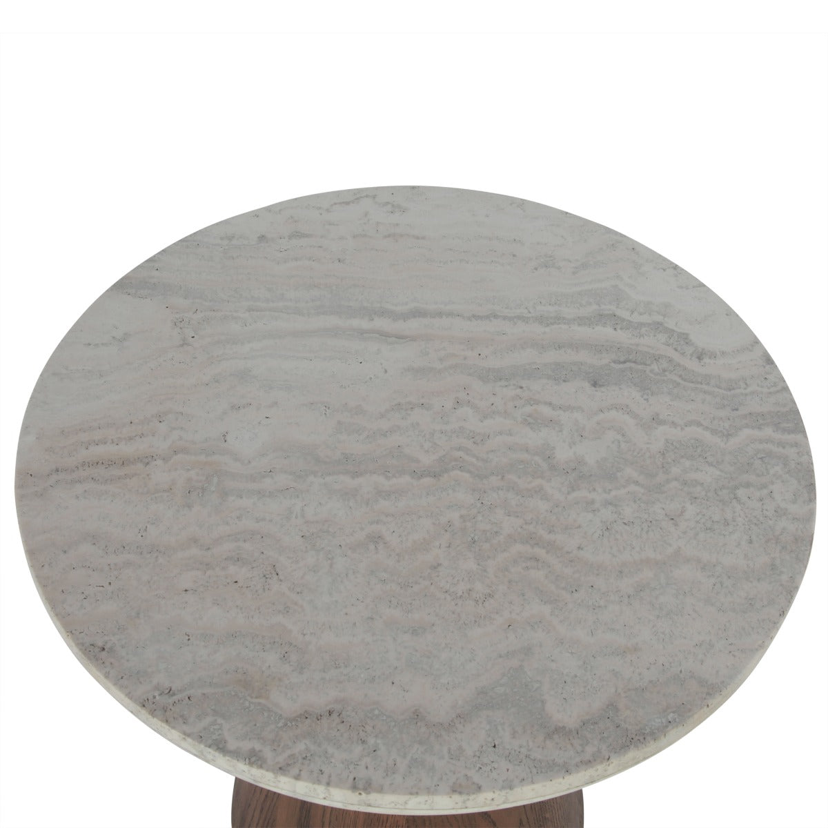 22" White Travertine and Light Mango Side Table