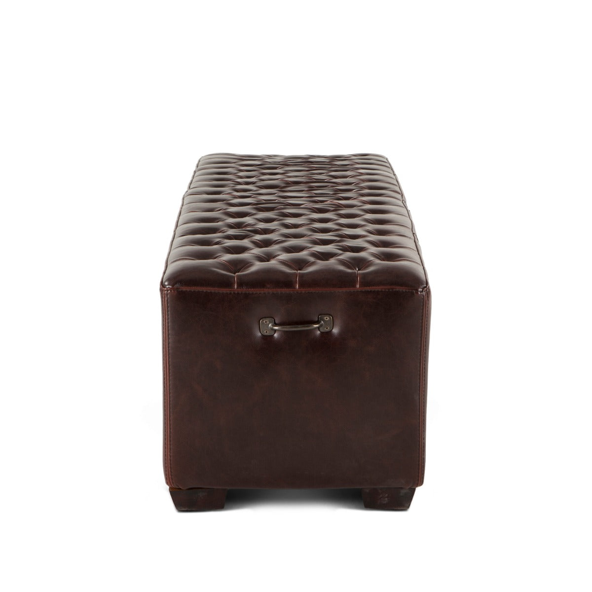 59" Brown Leather Upholstered Bench