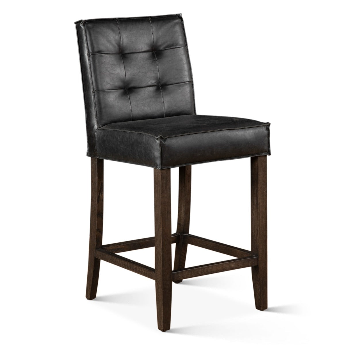 18" Black Leather Counter Chair