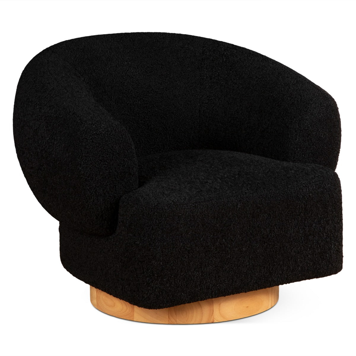 35" Midnight Boucle Swivel Accent Chair