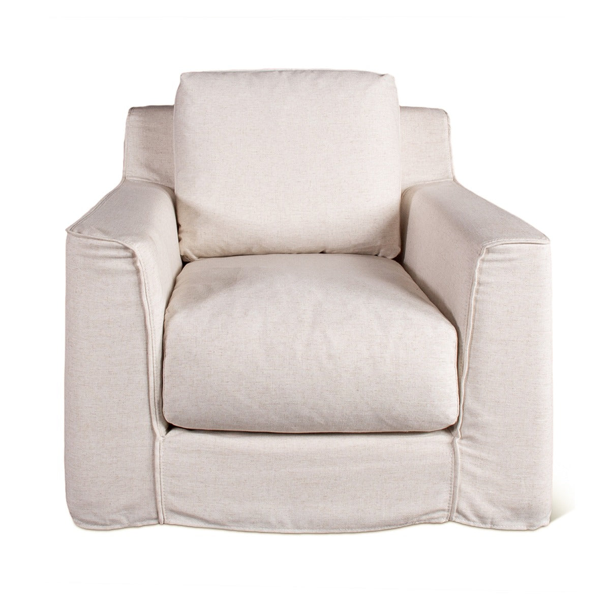 37" White Linen Slipcovered Accent Chair