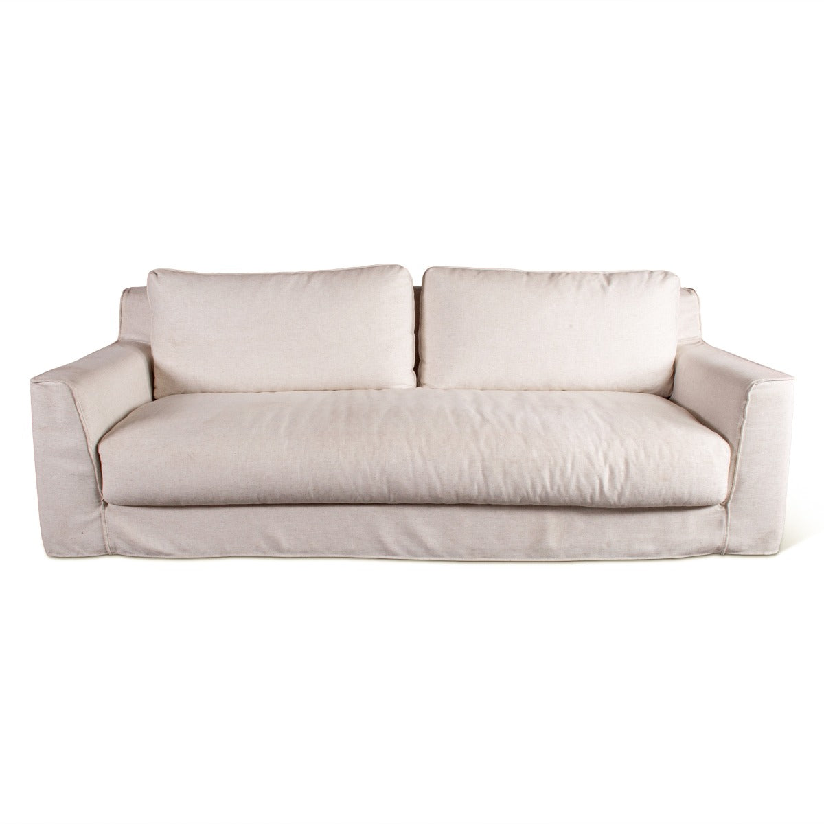87" White Linen Slipcovered Sofa