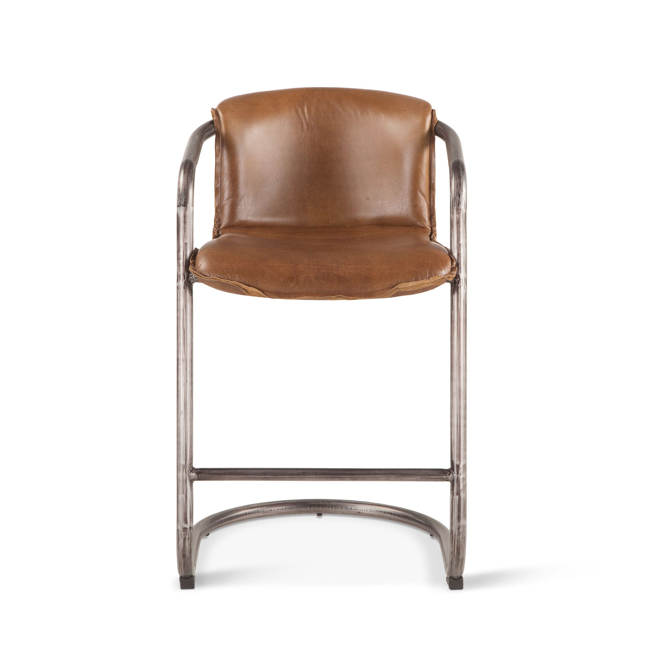 22" Chestnut Leather Counter Chair