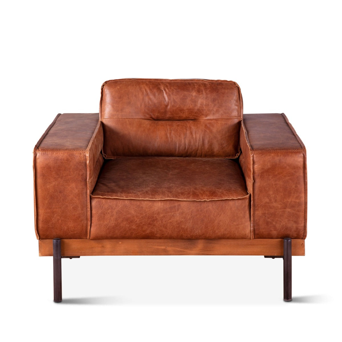 42" Cocoa Brown Leather Accent Chair
