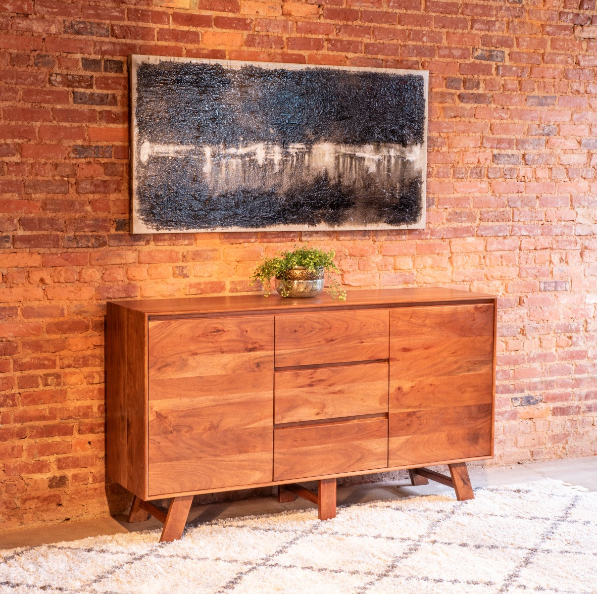 68" Cinnamon Brown Acacia Wood Sideboard