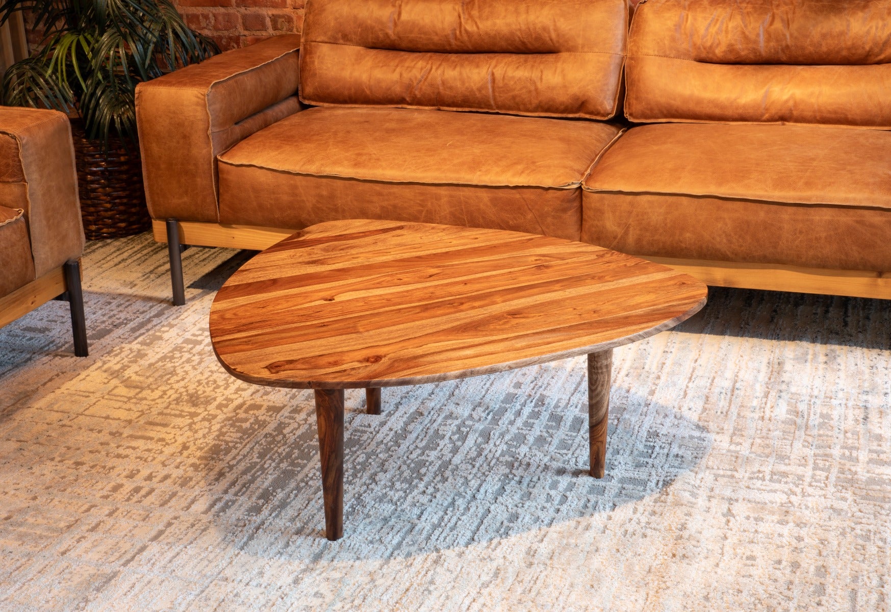 37" Natural Sheesham Wood Coffee Table