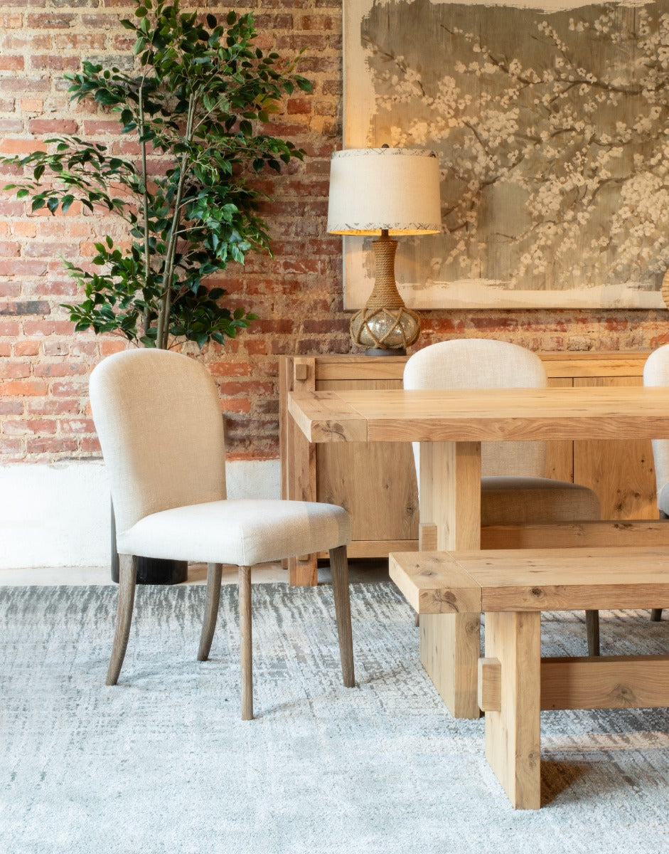 85" Natural Distressed Oak Dining Table