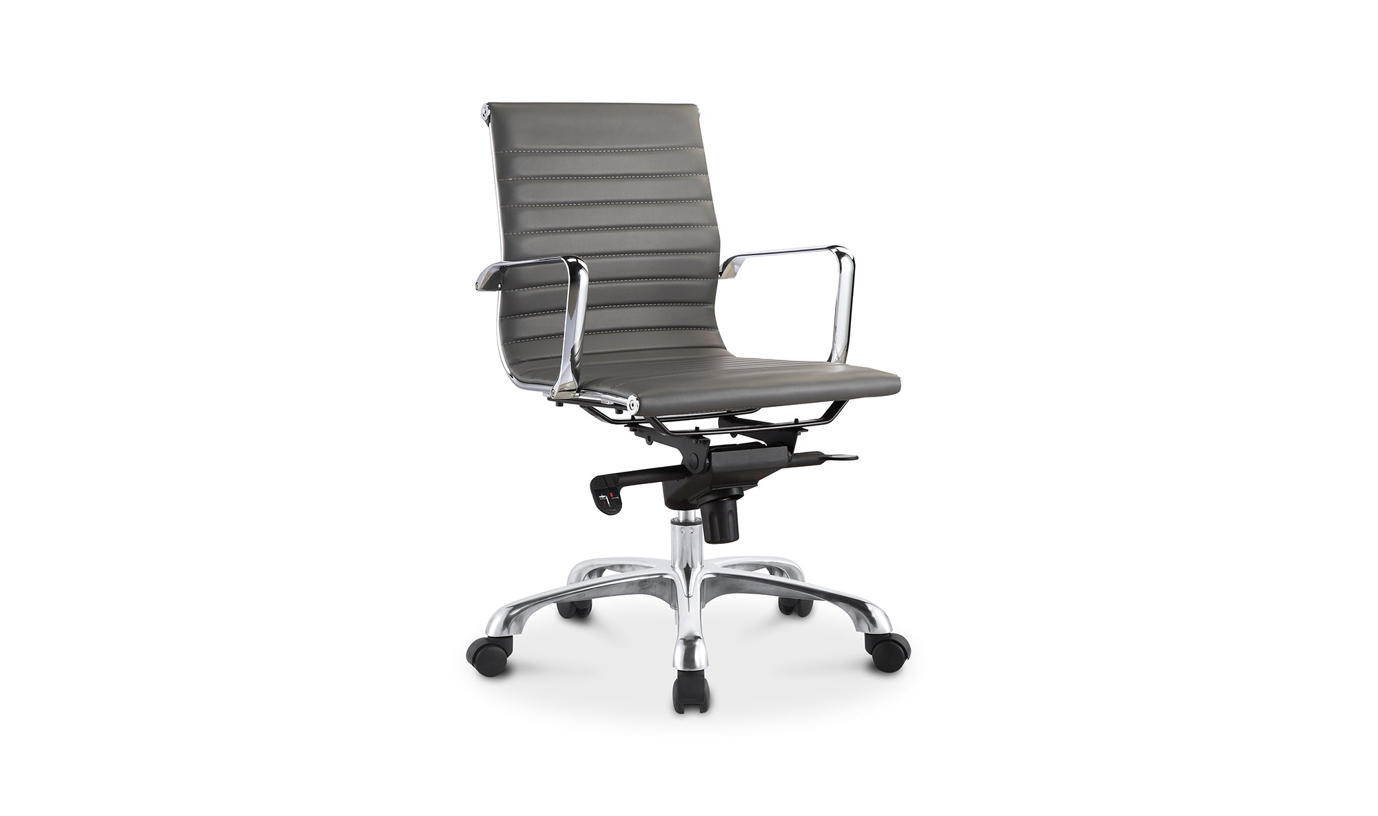 STUDIO OFFICE CHAIR LOW BACK GREY VEGAN LEATHER