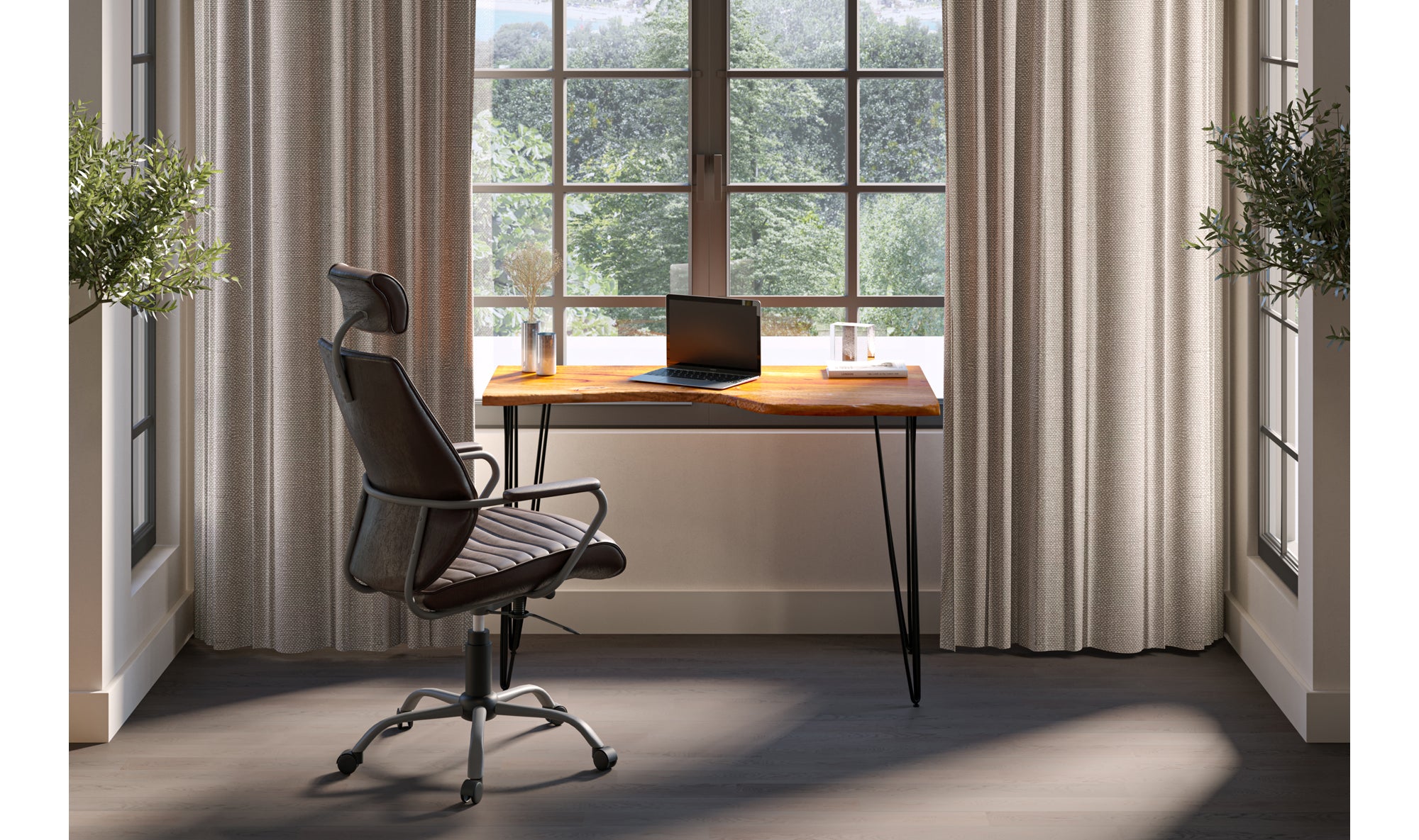 EXECUTIVE OFFICE CHAIR DARK BROWN LEATHER