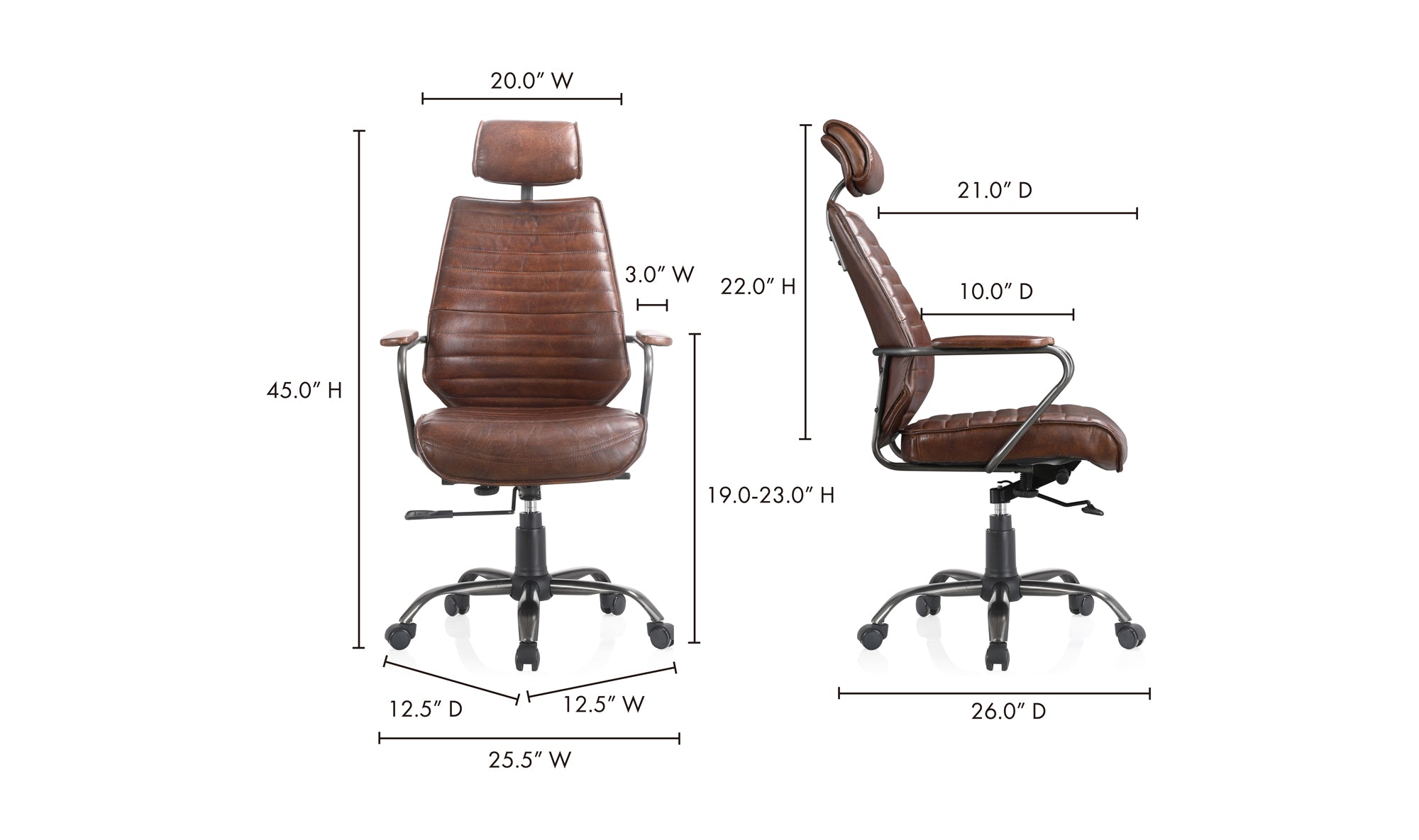 EXECUTIVE OFFICE CHAIR DARK BROWN LEATHER
