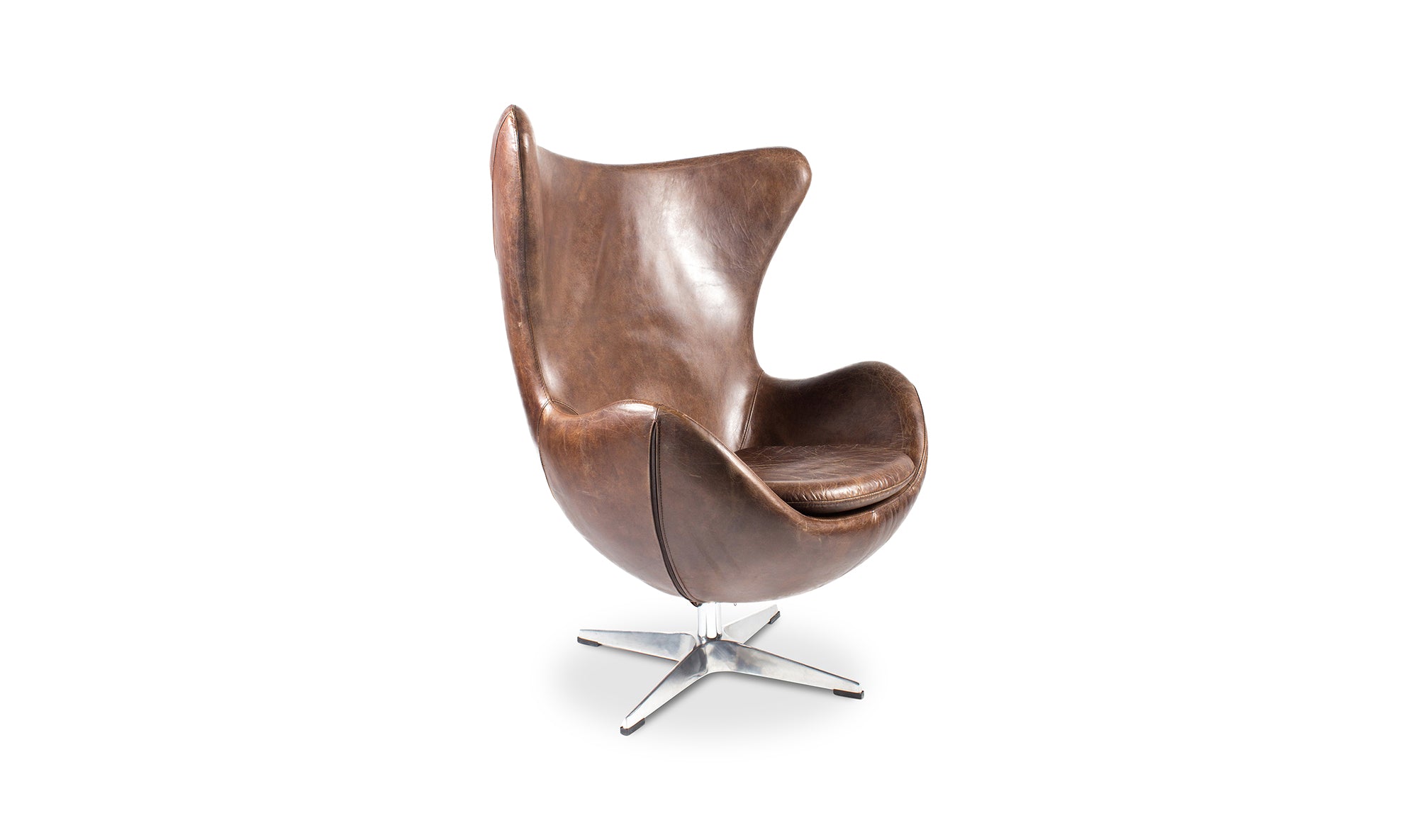 ST ANNE SWIVEL CLUB CHAIR DARK BROWN LEATHER